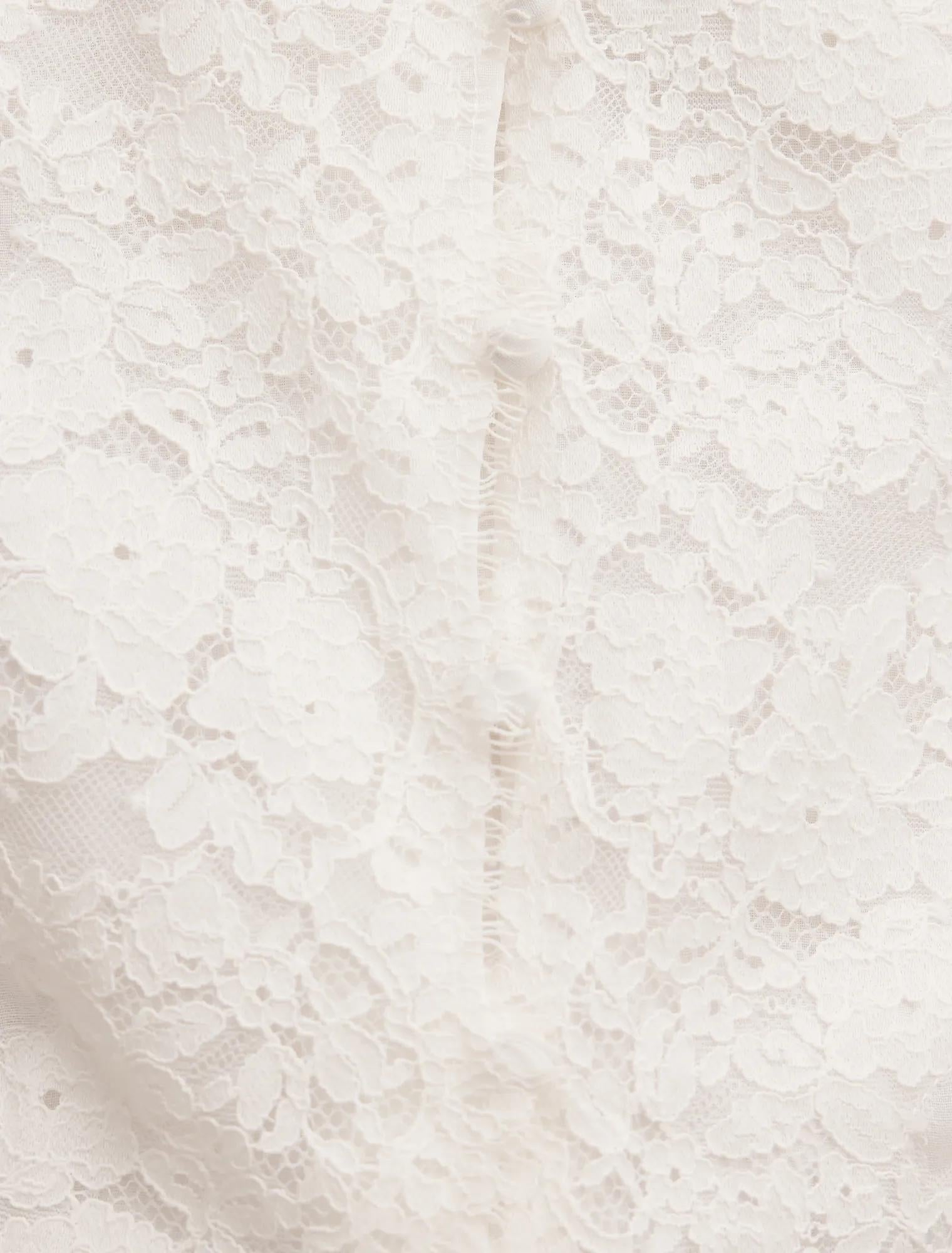 Sable Lace Scallop Blouse Porcelain