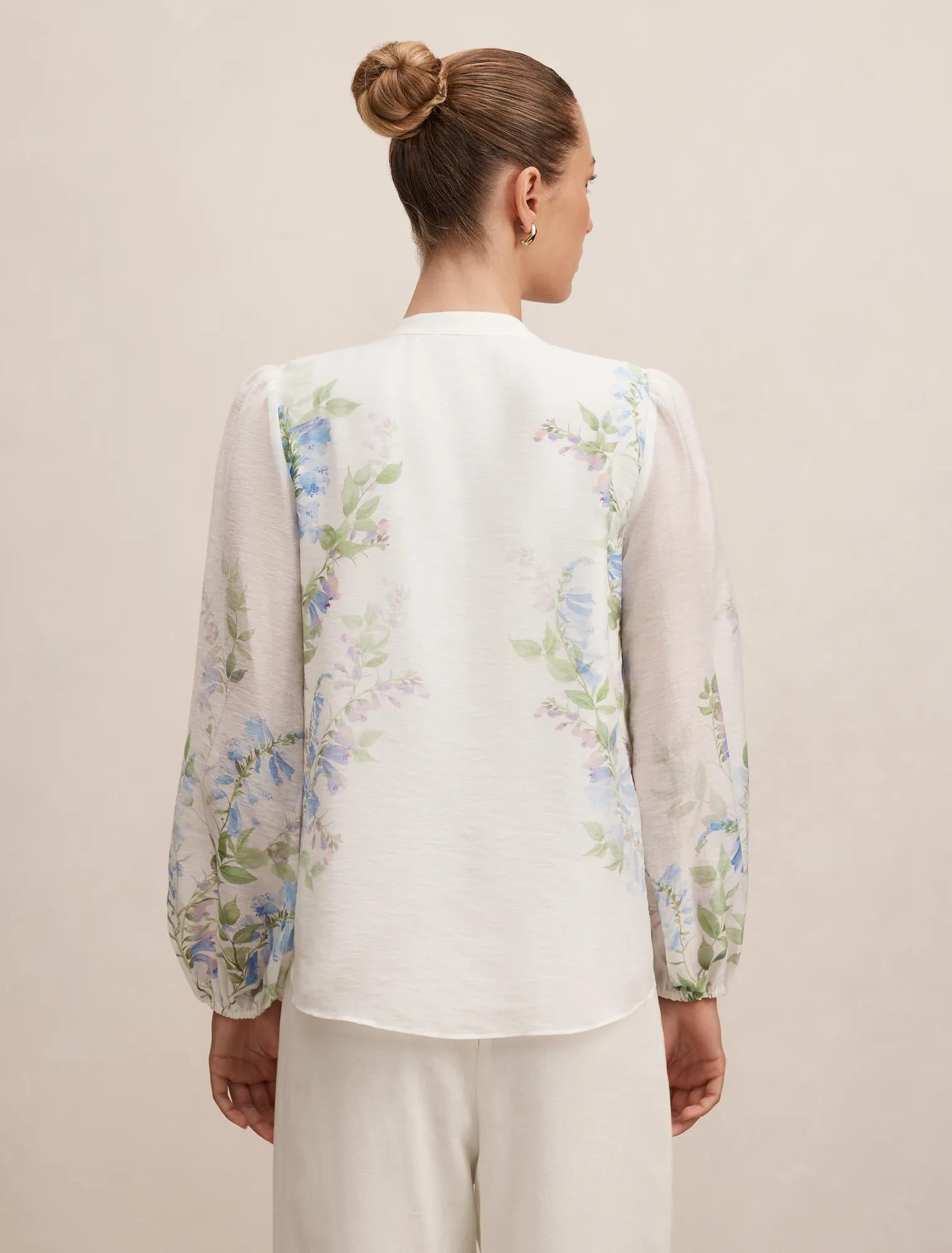 Dove Placement Print Blouse Wisteria Floral
