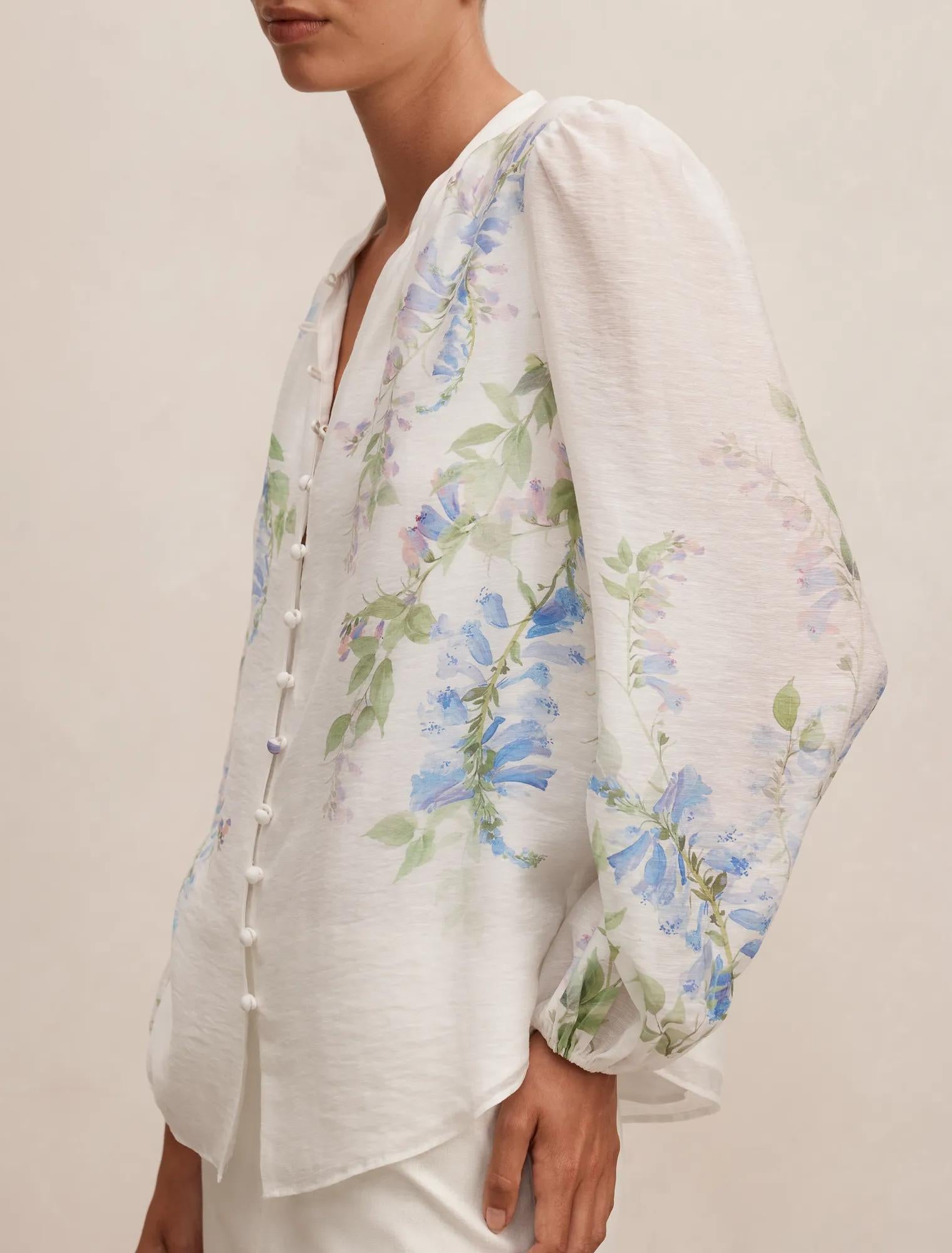 Dove Placement Print Blouse Wisteria Floral