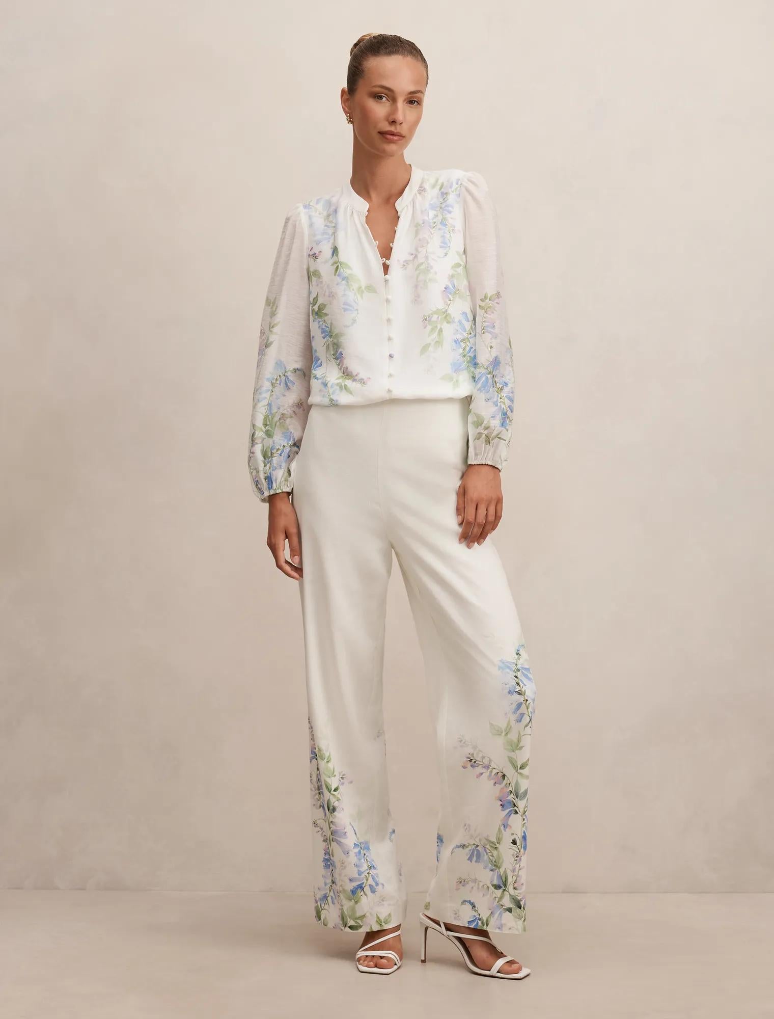 Dove Placement Print Blouse Wisteria Floral