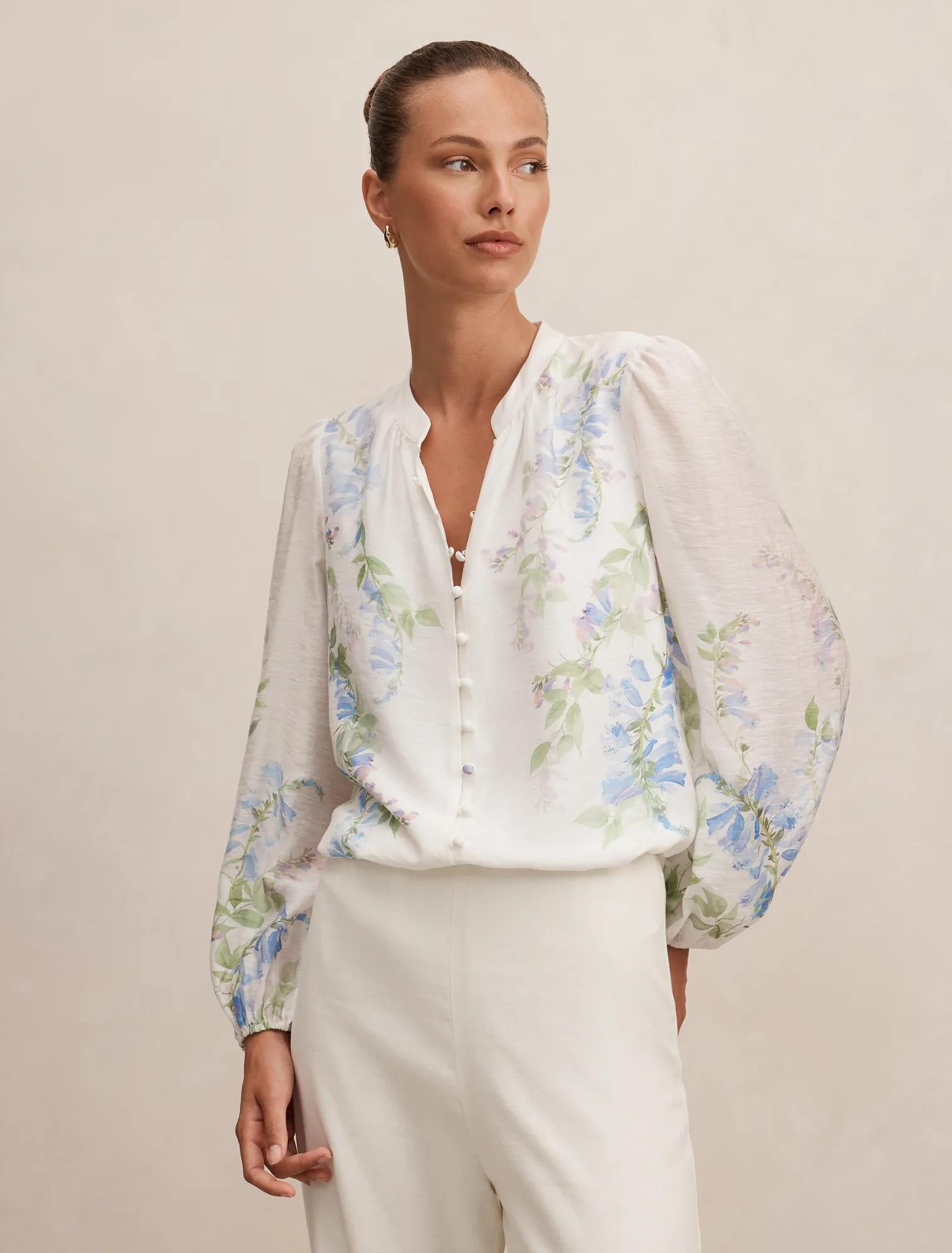 Dove Placement Print Blouse Wisteria Floral