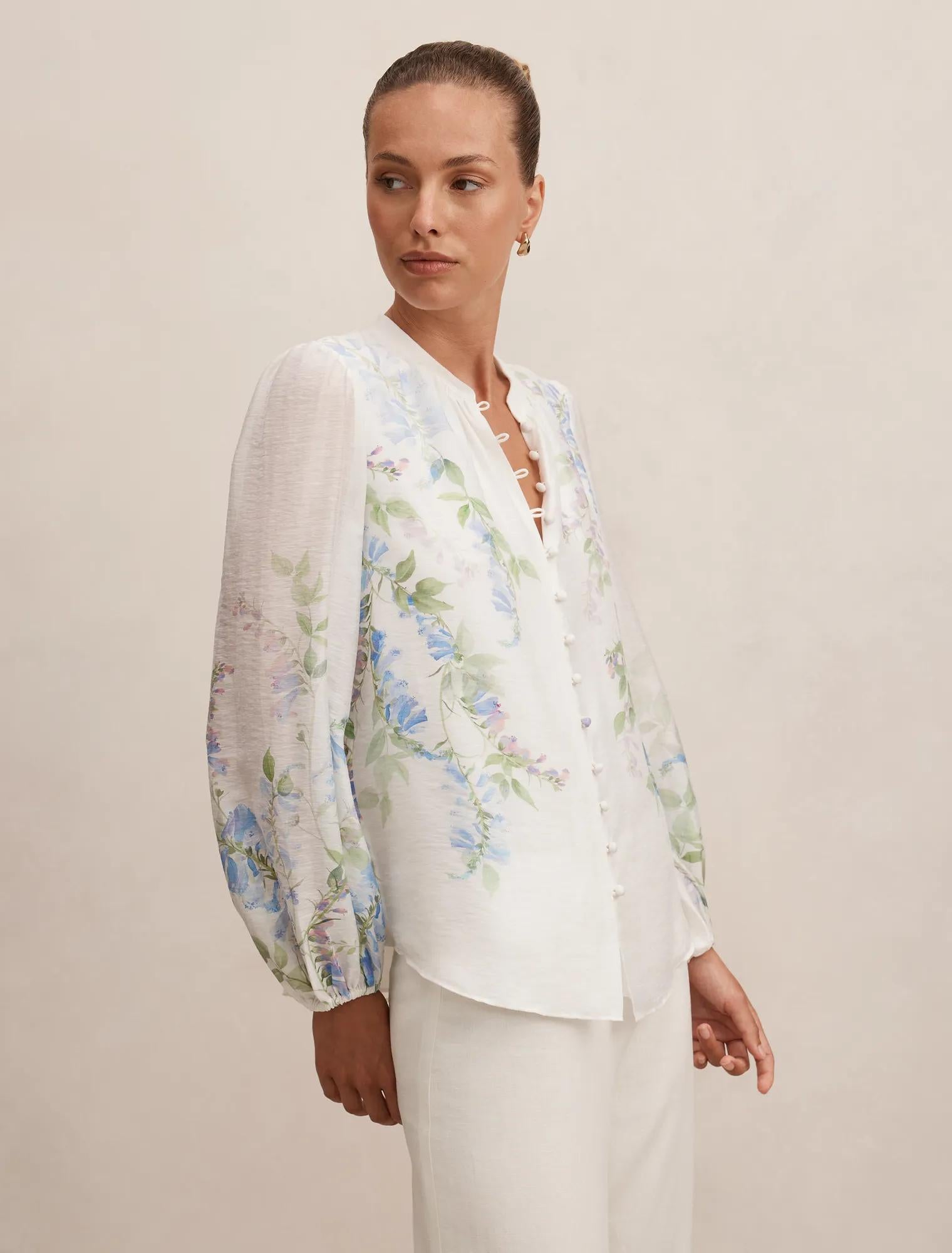Dove Placement Print Blouse Wisteria Floral