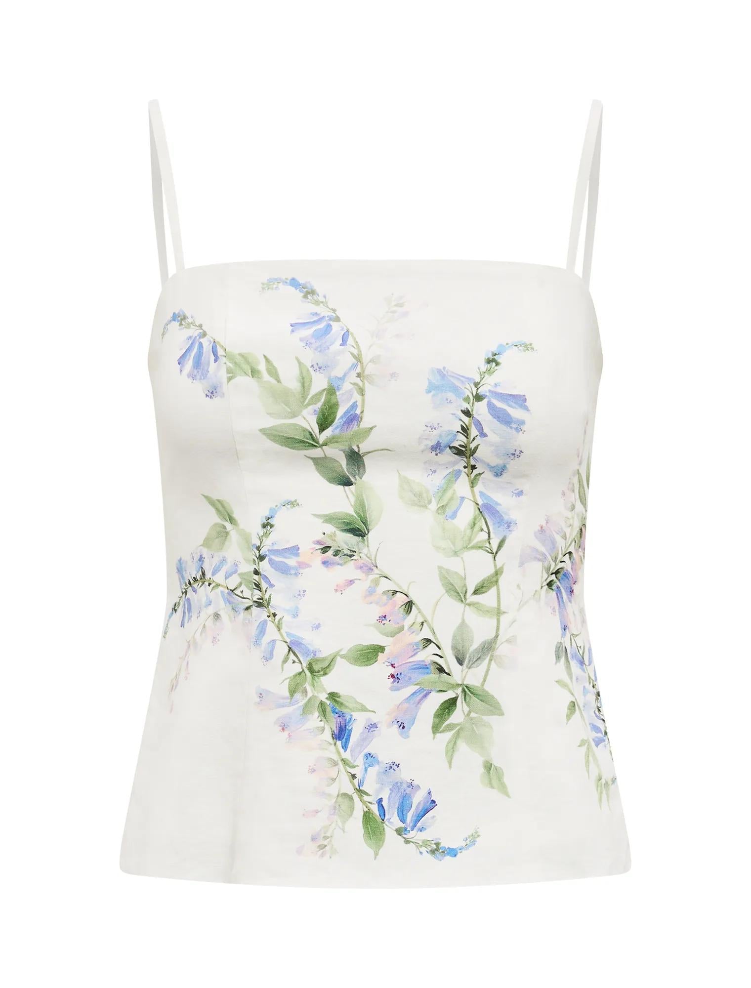 Soleil Placement Print Top Wisteria Co-ord_mannequin