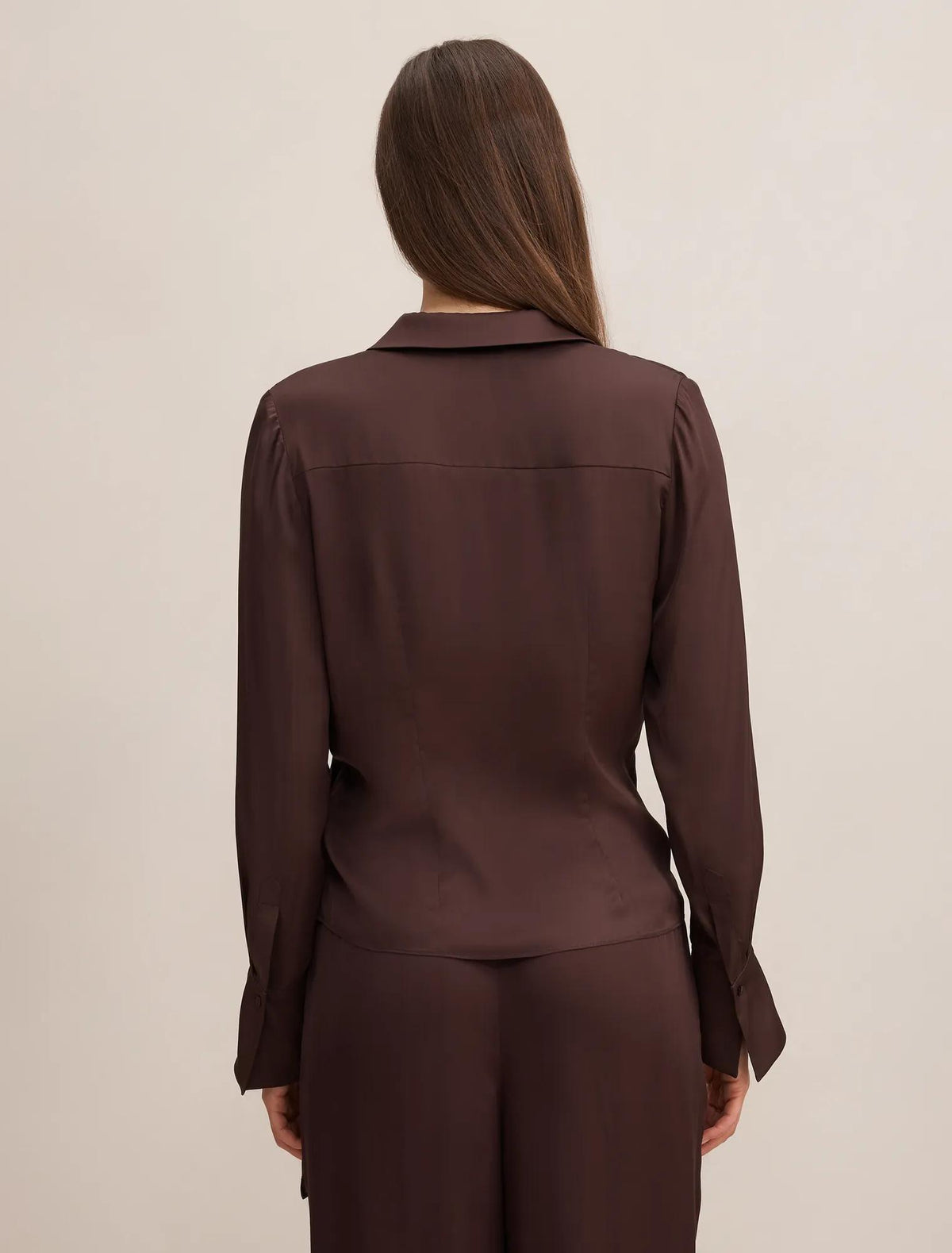 Maude Asymmetrical Draped Shirt Brown Co-ord