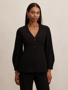 Lizzie Collarless Blazer Black Suit