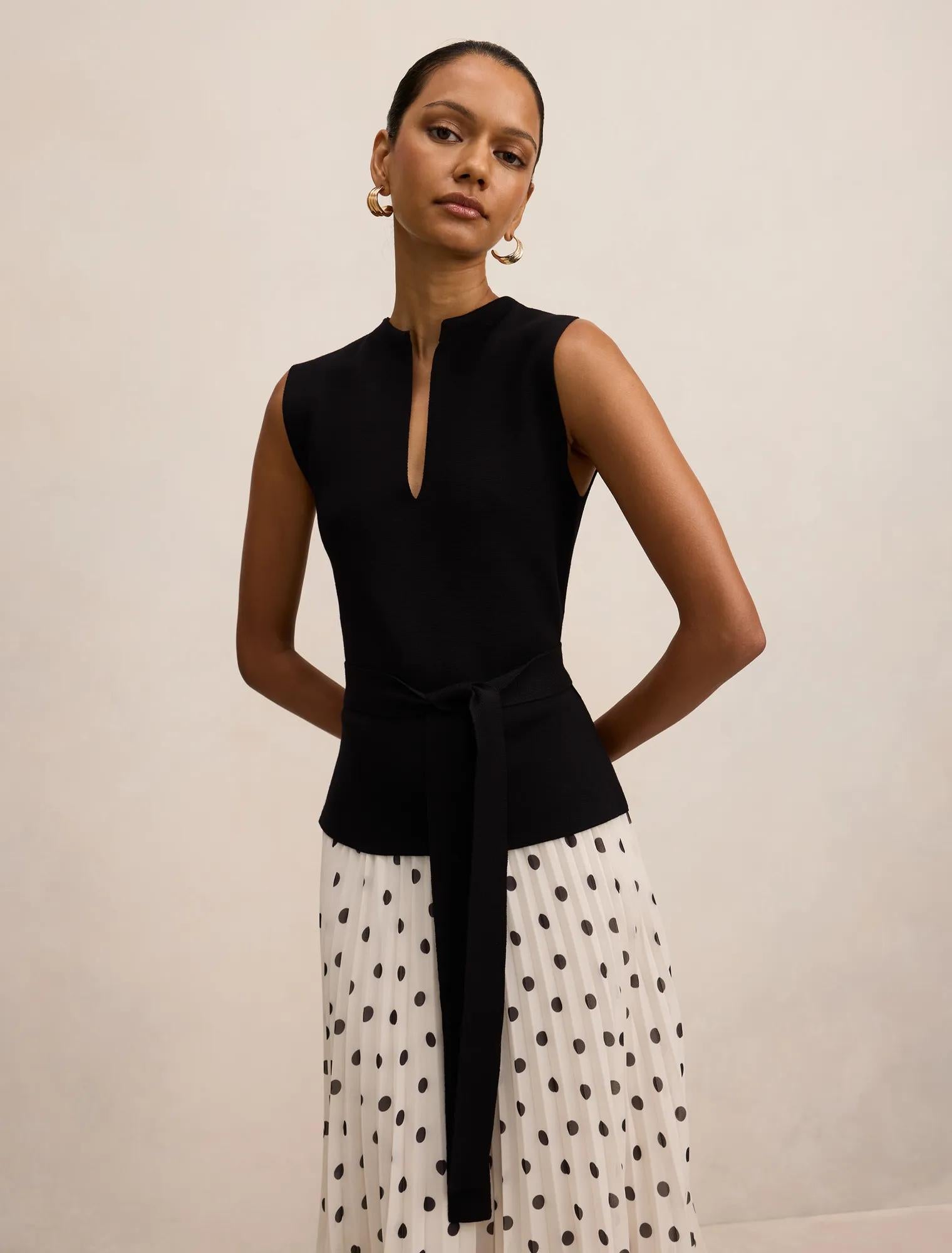 Tanya Petite Woven Mix Knit Dress Mono