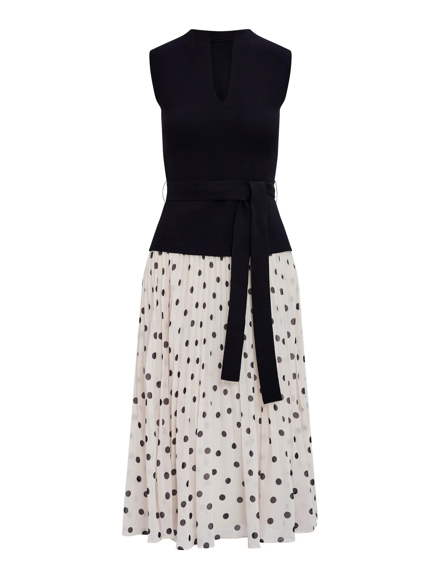 Tanya Petite Woven Mix Knit Dress Mono_mannequin