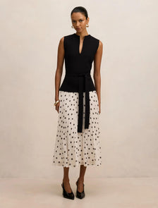 Tanya Petite Woven Mix Knit Dress Mono