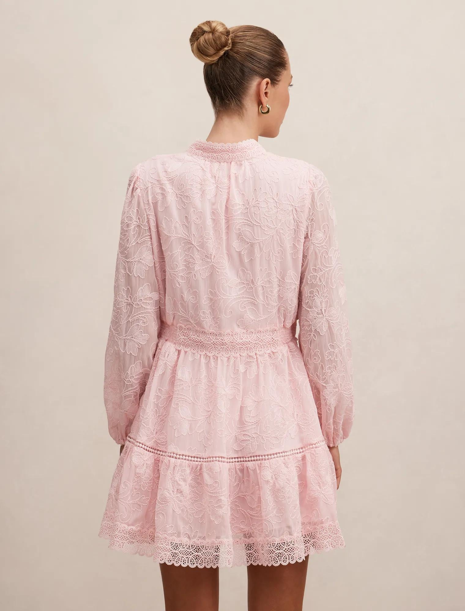 Thalia Embroidered Skater Mini Soft Pink