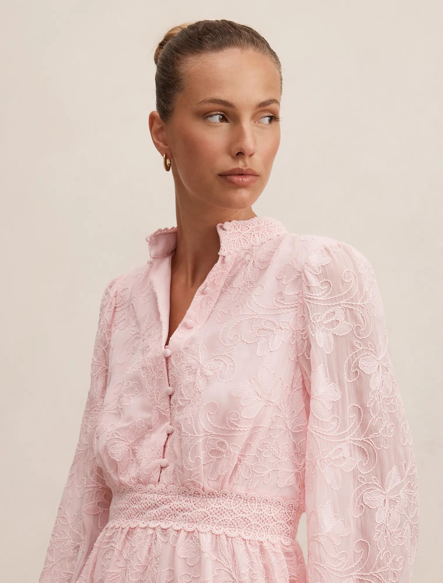 Thalia Embroidered Skater Mini Soft Pink