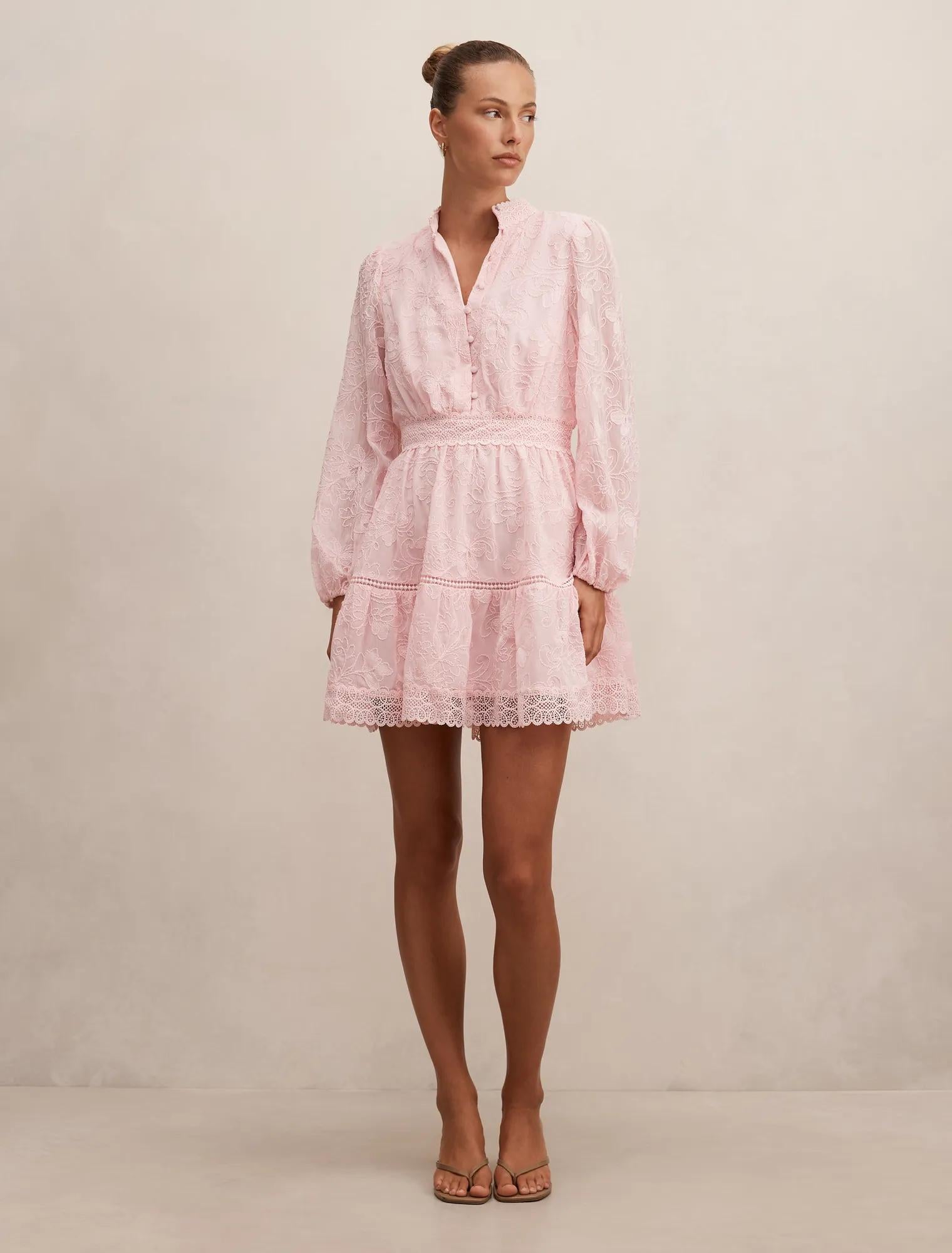 Thalia Embroidered Skater Mini Soft Pink