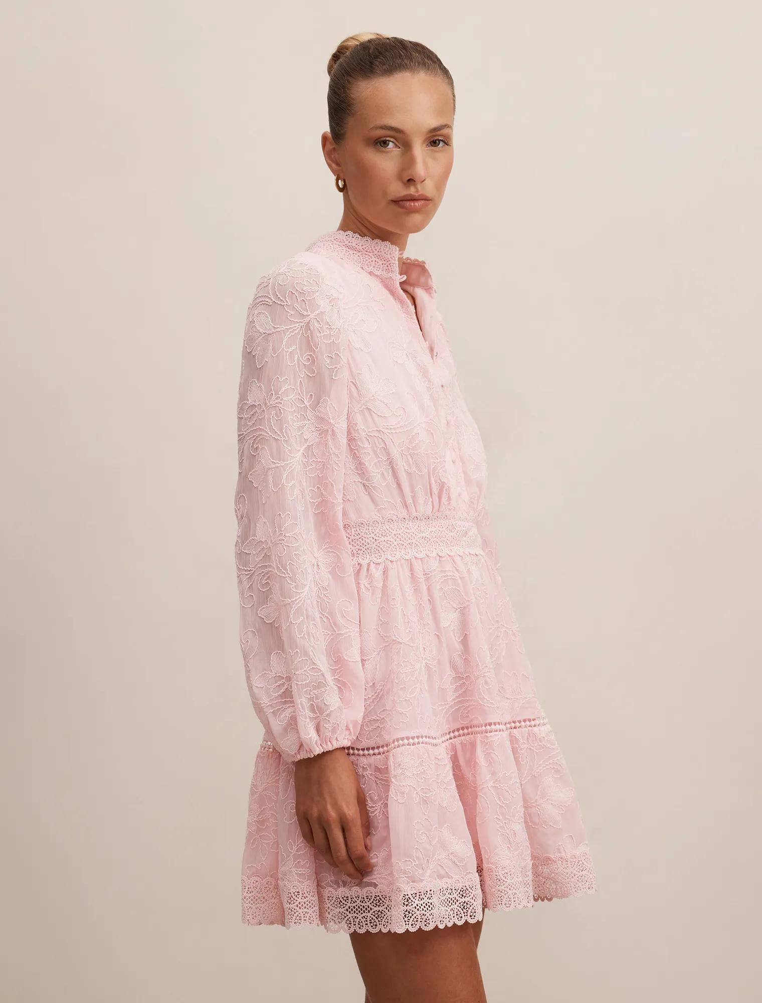 Thalia Embroidered Skater Mini Soft Pink