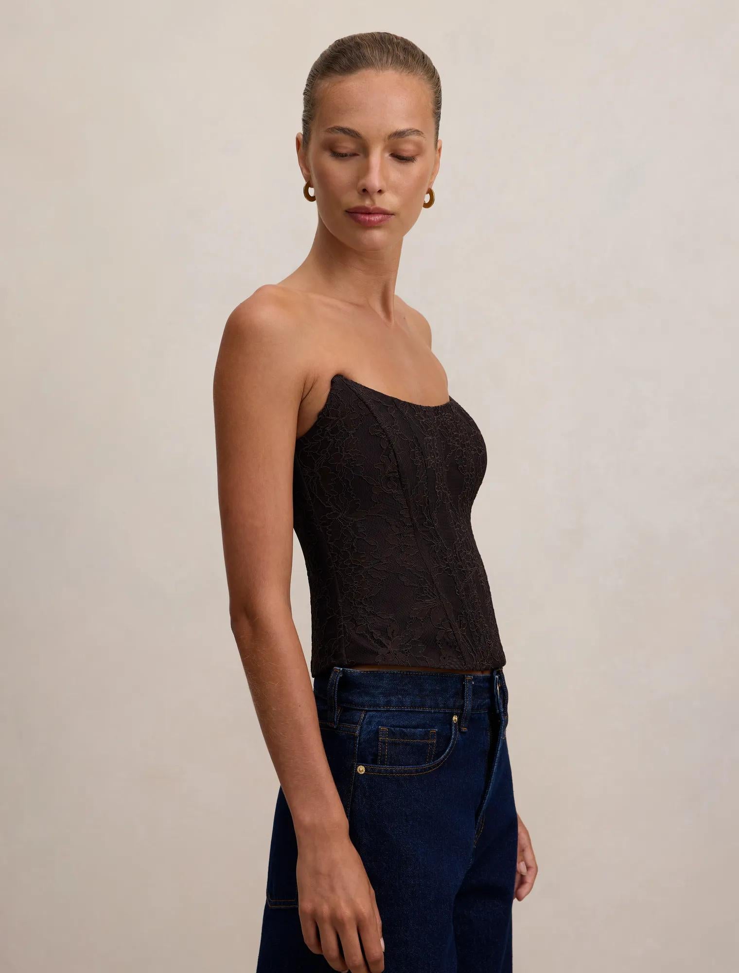 Lara Lace Corset Top Chocolate – Ever New