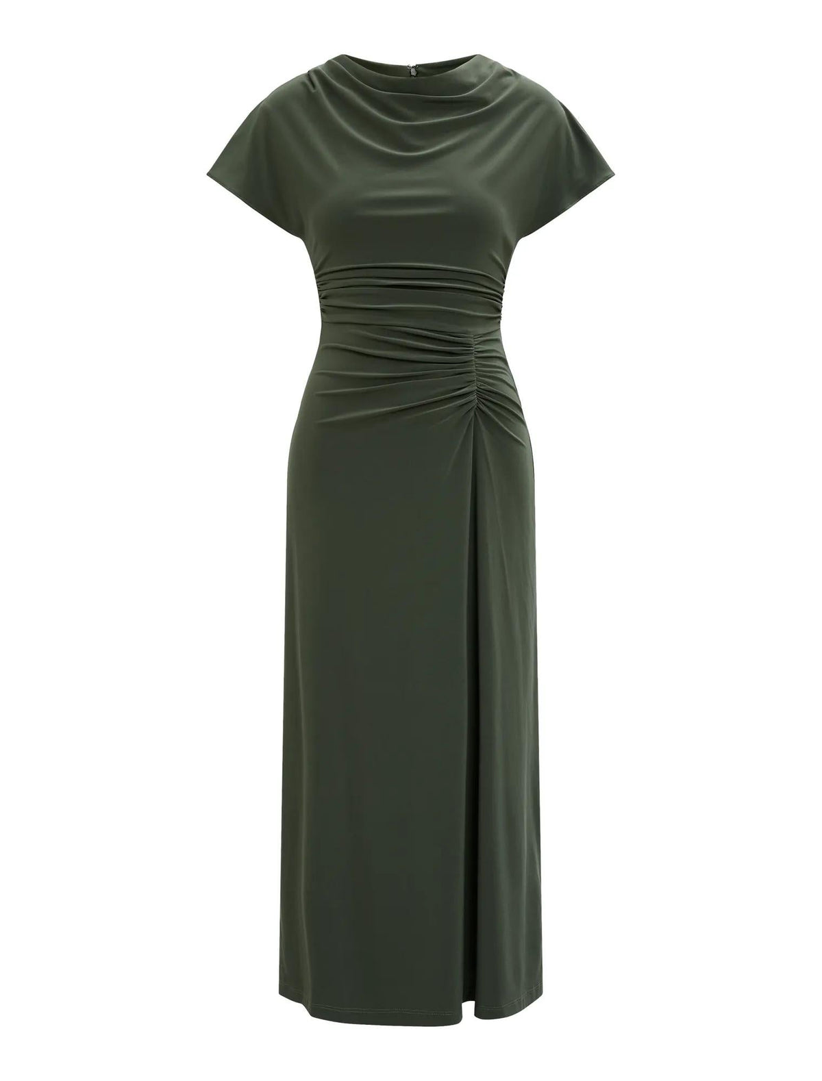 Tahnee Petite Ruched Waist Midi Thyme Green