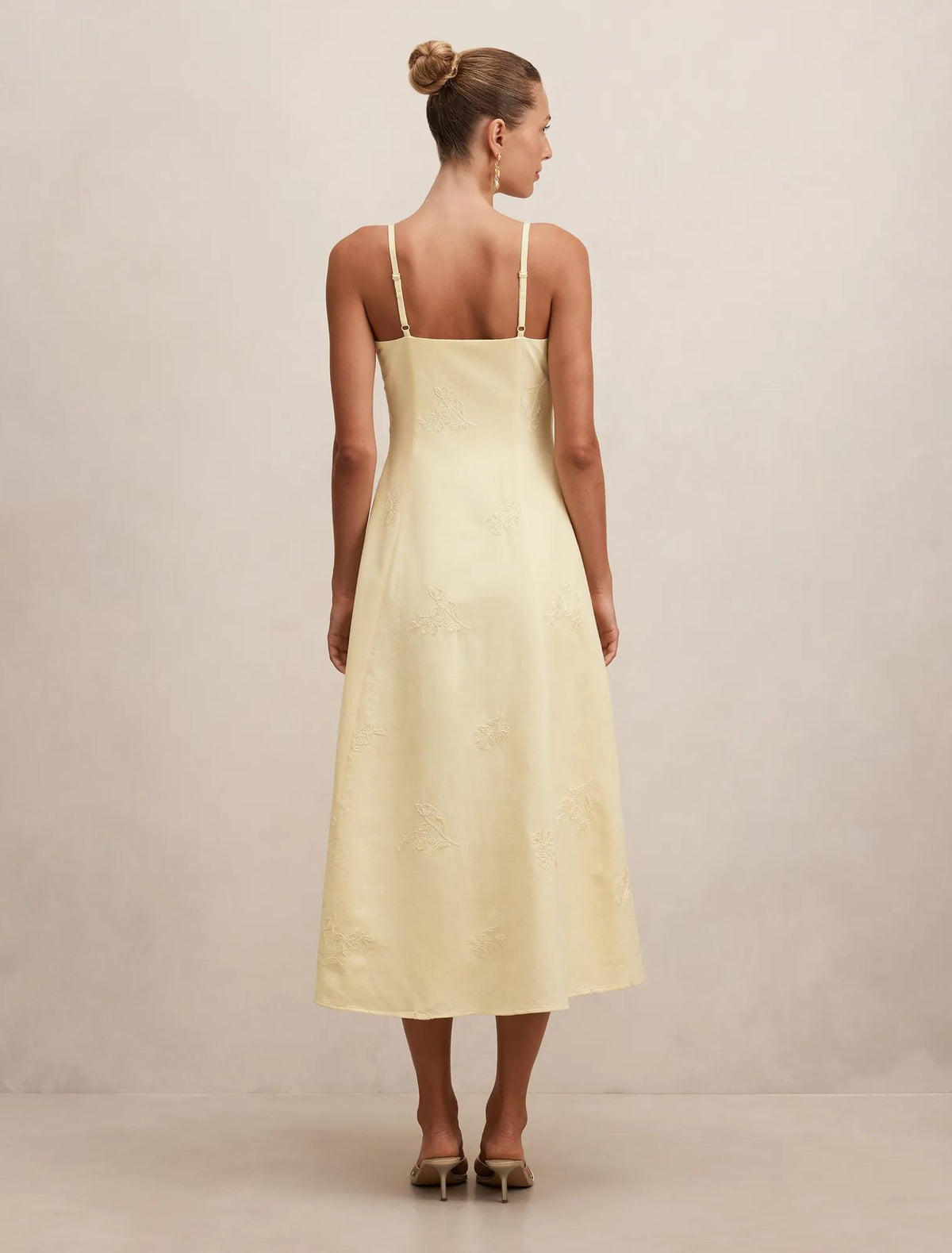 Tiffany Embroidery Sequin Midi Spring Daffodil