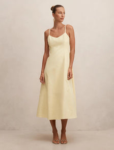 Tiffany Embroidery Sequin Midi Spring Daffodil
