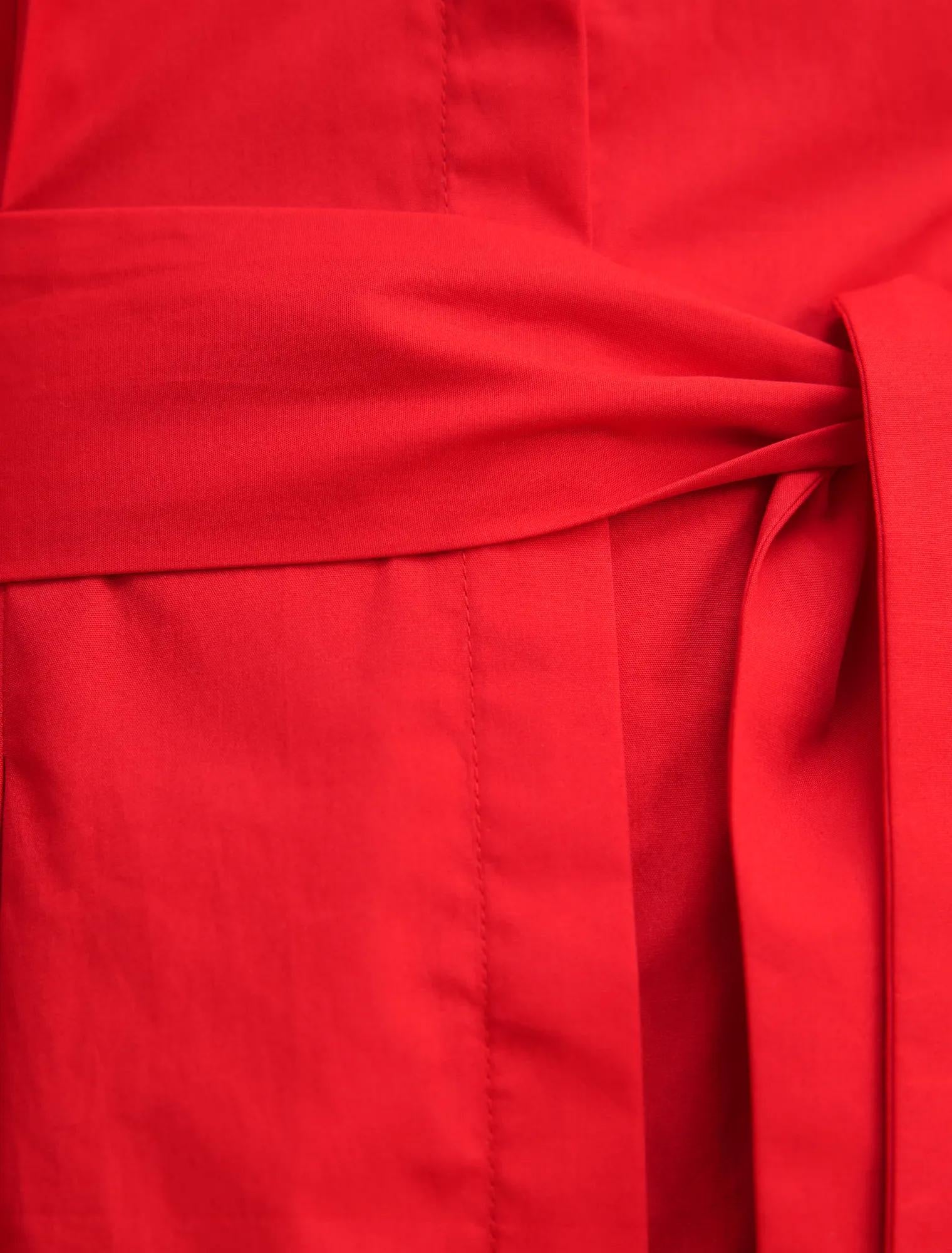 Sally Cotton Shirt Midi Dress Red