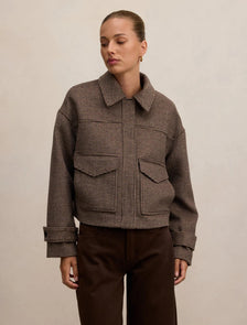 Kaylee Check Cropped Jacket Micro Check