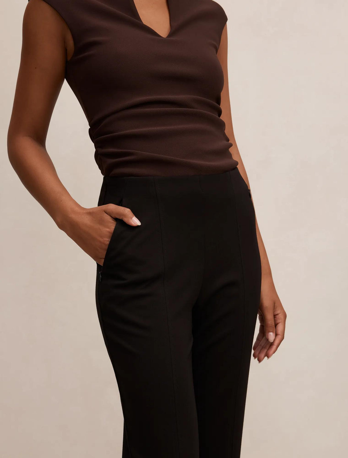 Piper Ponte Straight Leg Pants Black