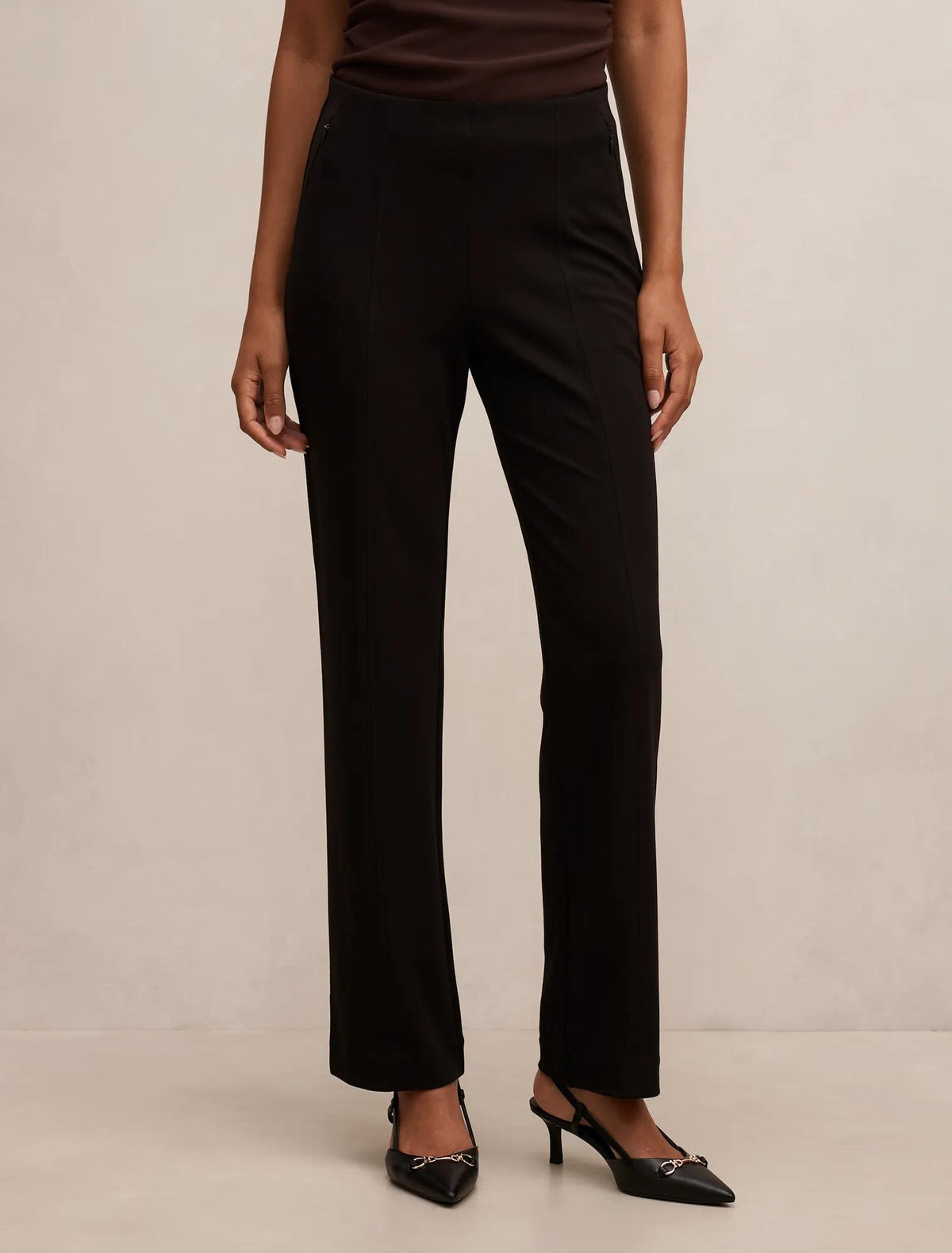 Piper Ponte Straight Leg Pants Black