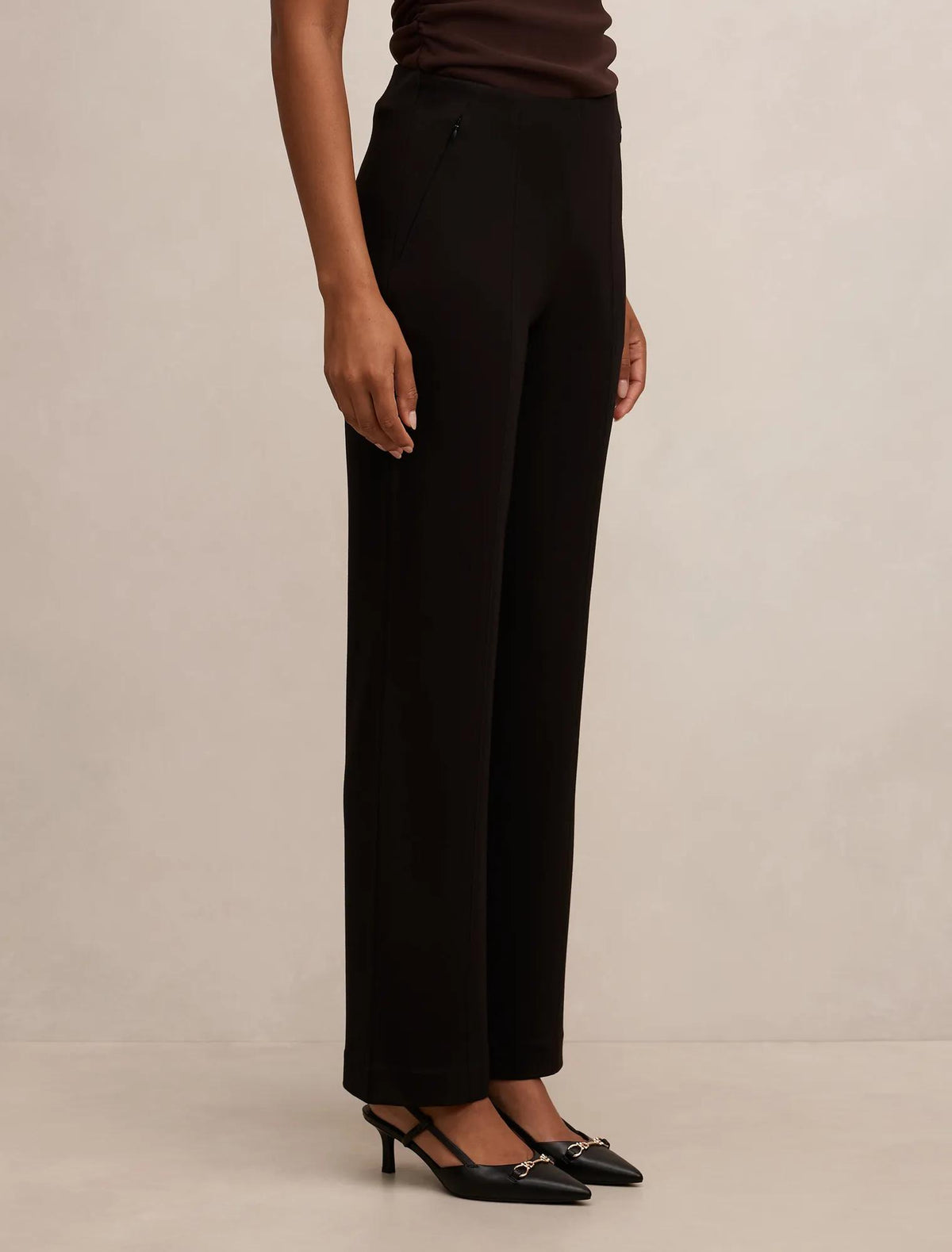 Piper Ponte Straight Leg Pants Black