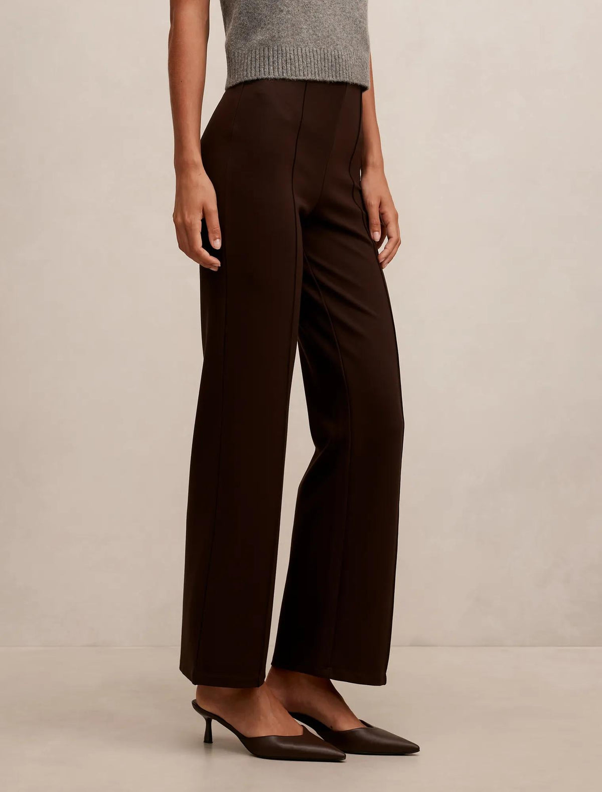 Piper Ponte Straight Leg Pant Chocolate