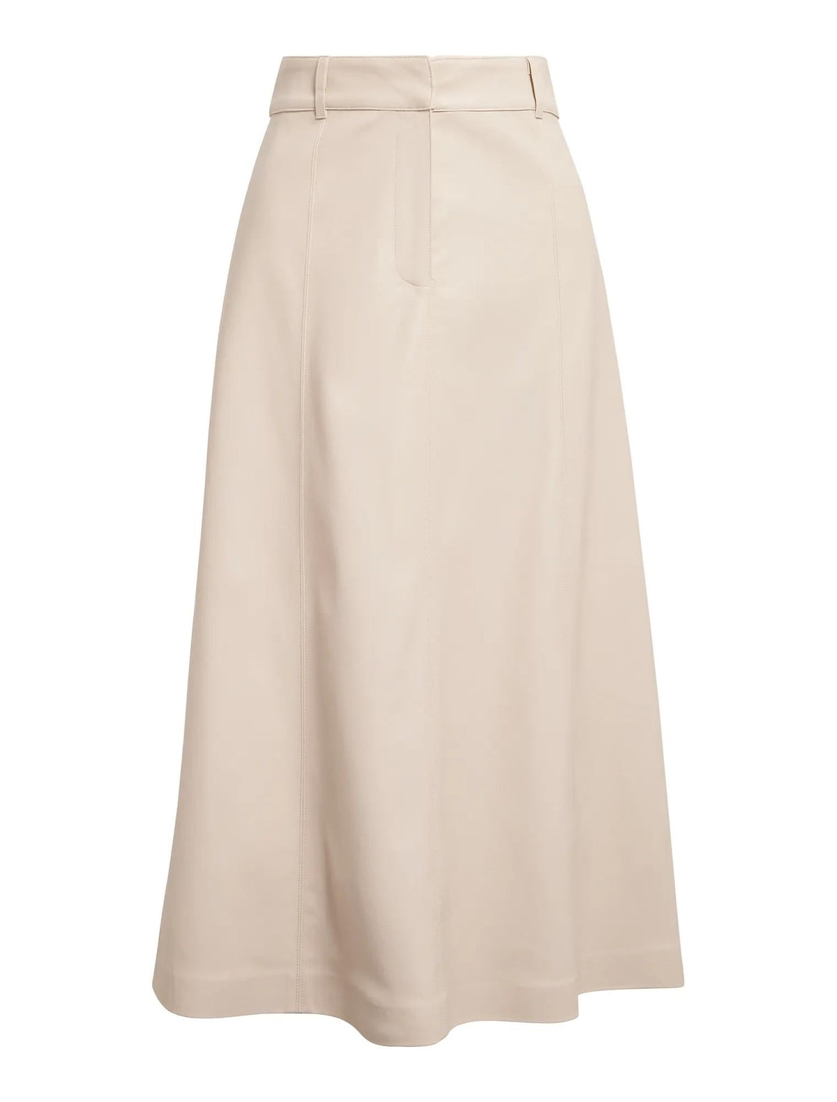 Isla Vegan Leather Midi Skirt Bone