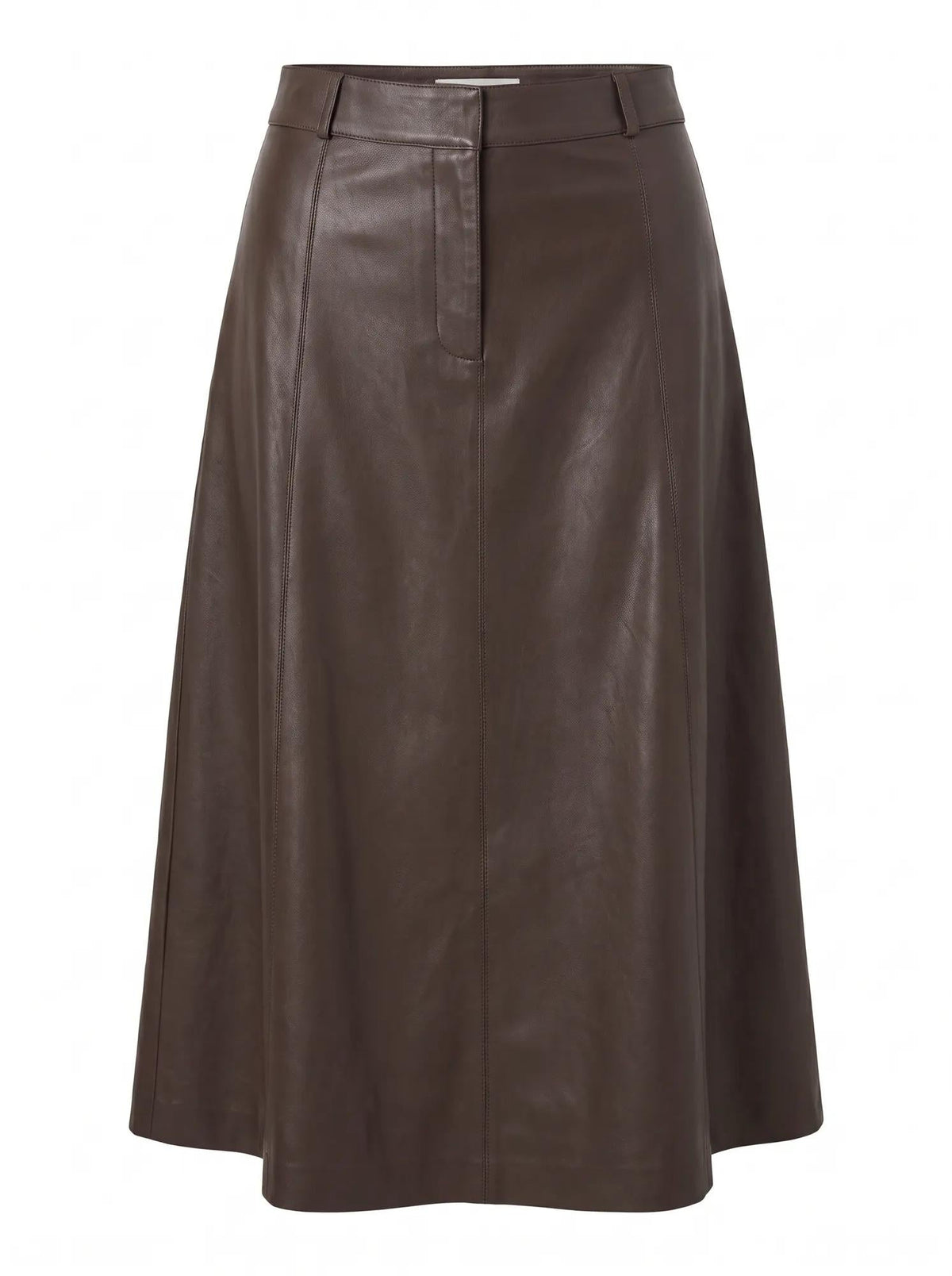 Isla Vegan Leather Midi Skirt Chocolate