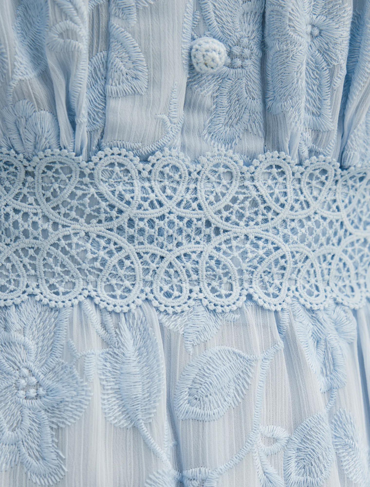 Nala Embroidered Midi Dress Soft Blue
