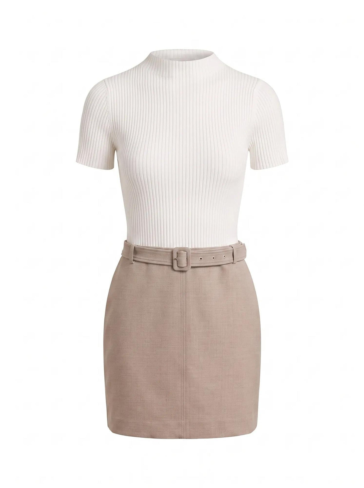 Maya Woven Mixed Mini Dress Neutral Set