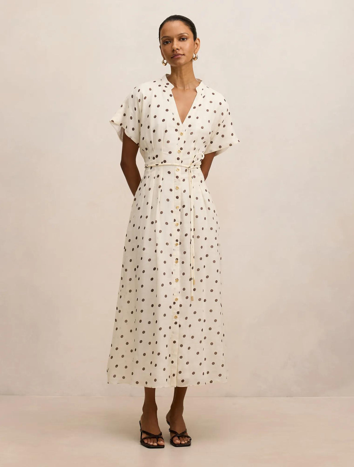 Jemma Petite Shirt Midi Dress Cream Edmond Spot