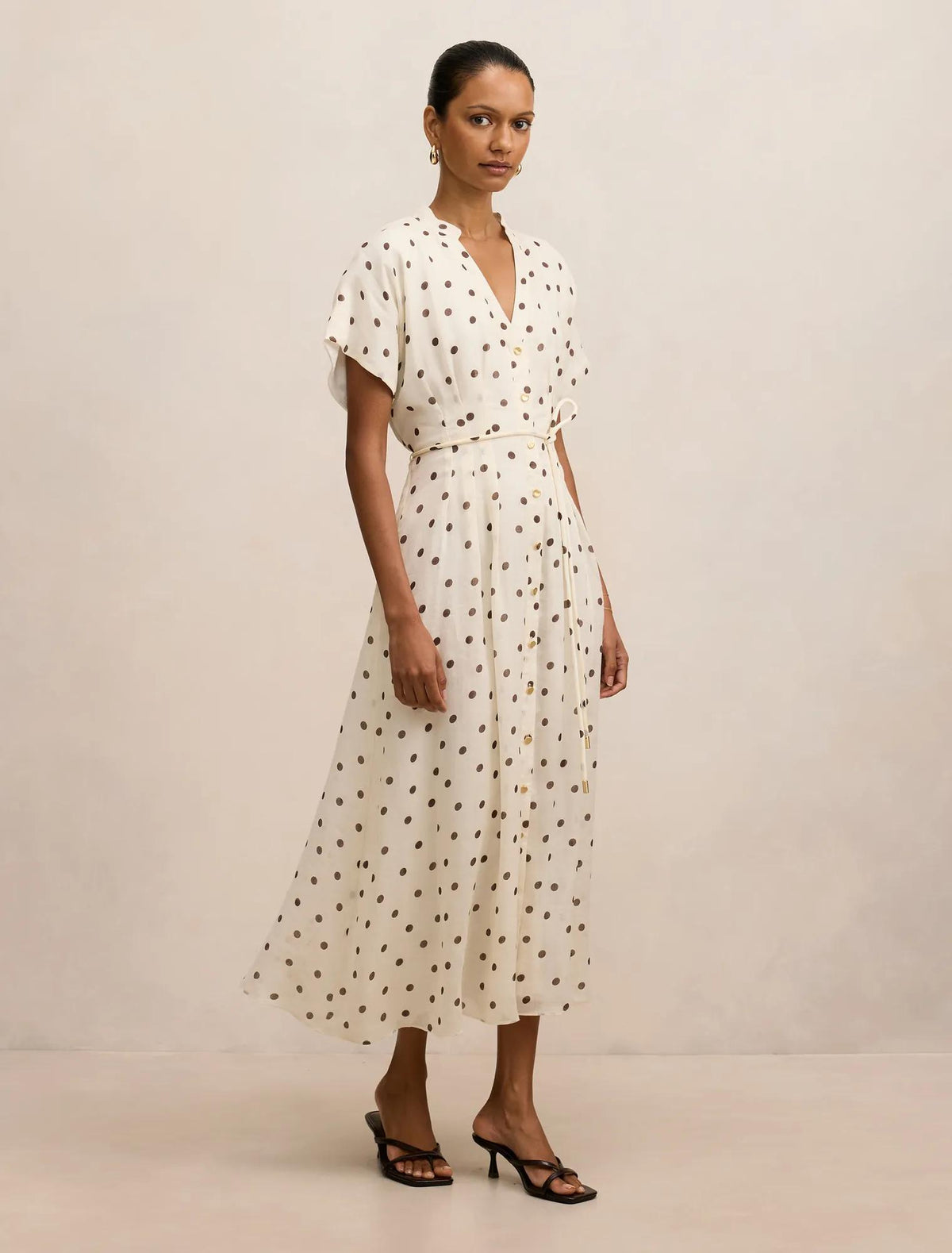Jemma Petite Shirt Midi Dress Cream Edmond Spot