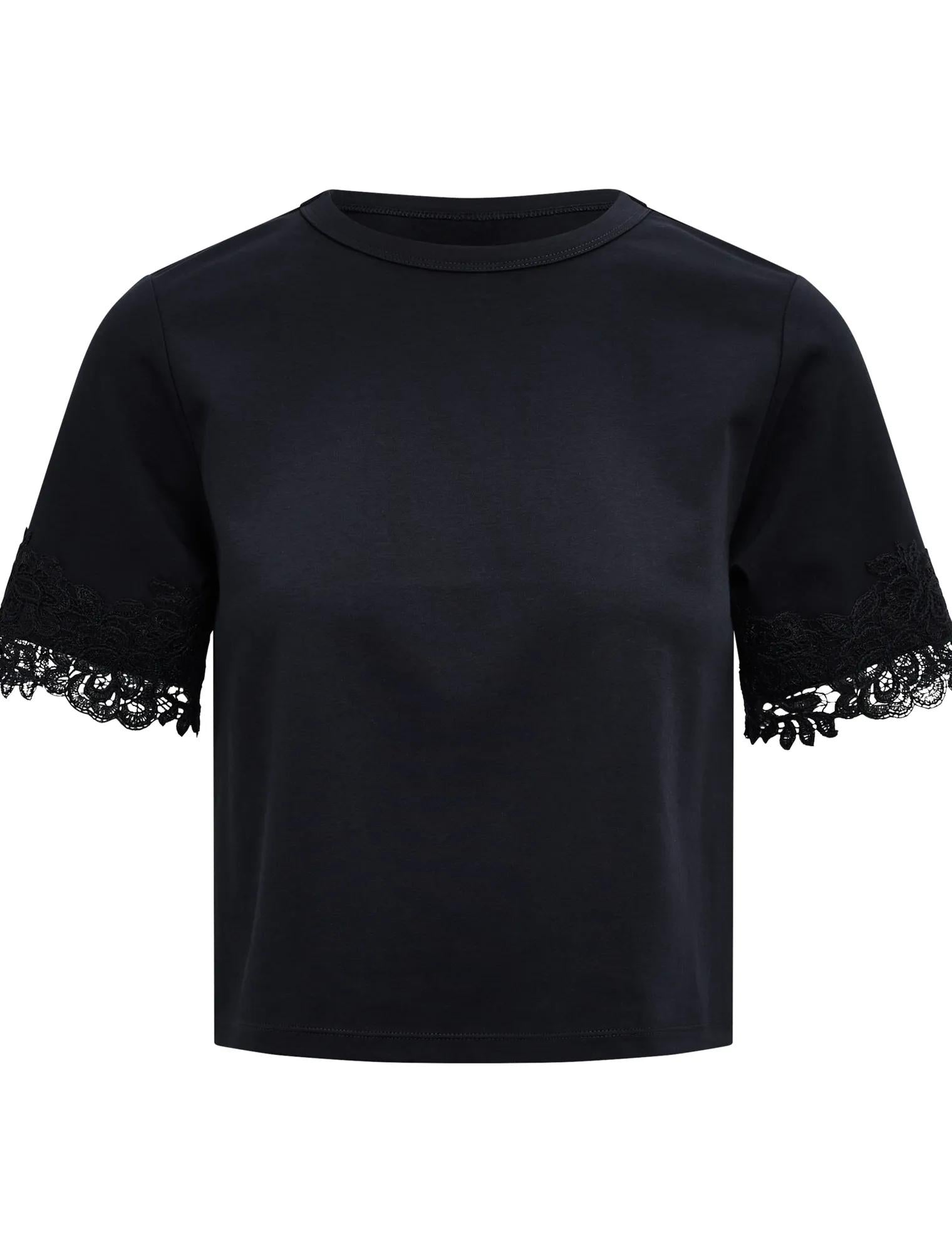 Rosemary Lace Trim Tee Navy_mannequin