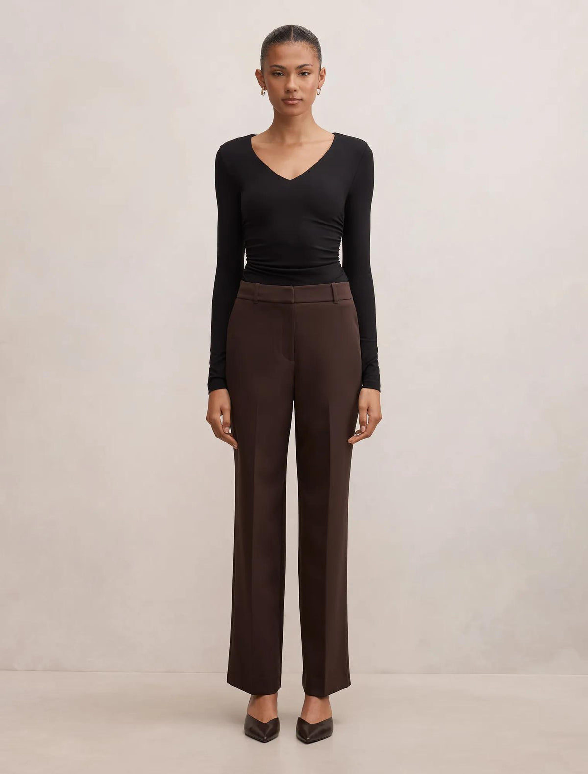 Ada Straight Leg Pants Chocolate Brown Suit