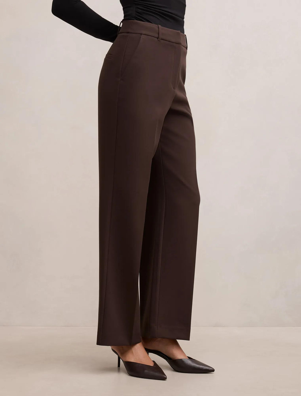Ada Straight Leg Pants Chocolate Brown Suit