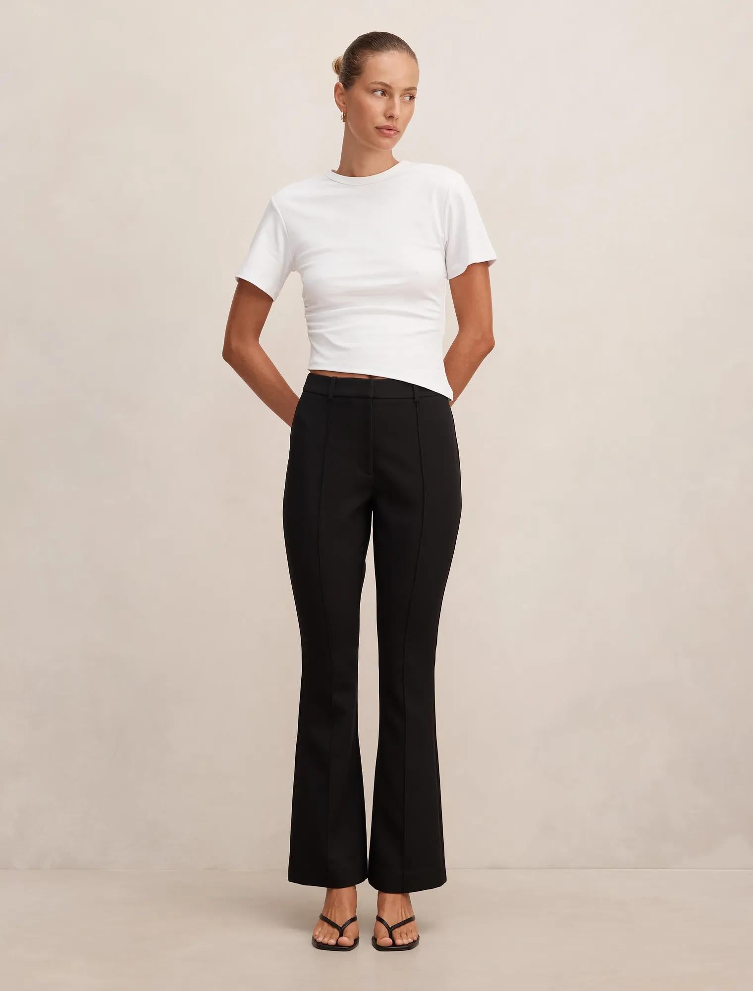 Melanie Pintuck Flare Pant Black