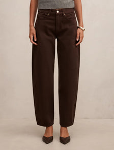 Emma Mid Rise Barrel Jeans Chocolate