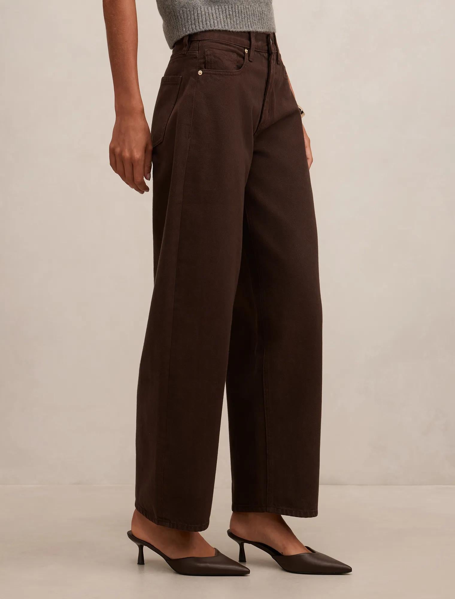 Emma Mid Rise Barrel Jeans Chocolate