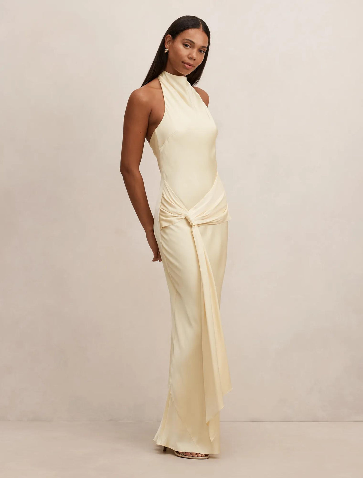 Abby Halter Satin Maxi Soft Yellow