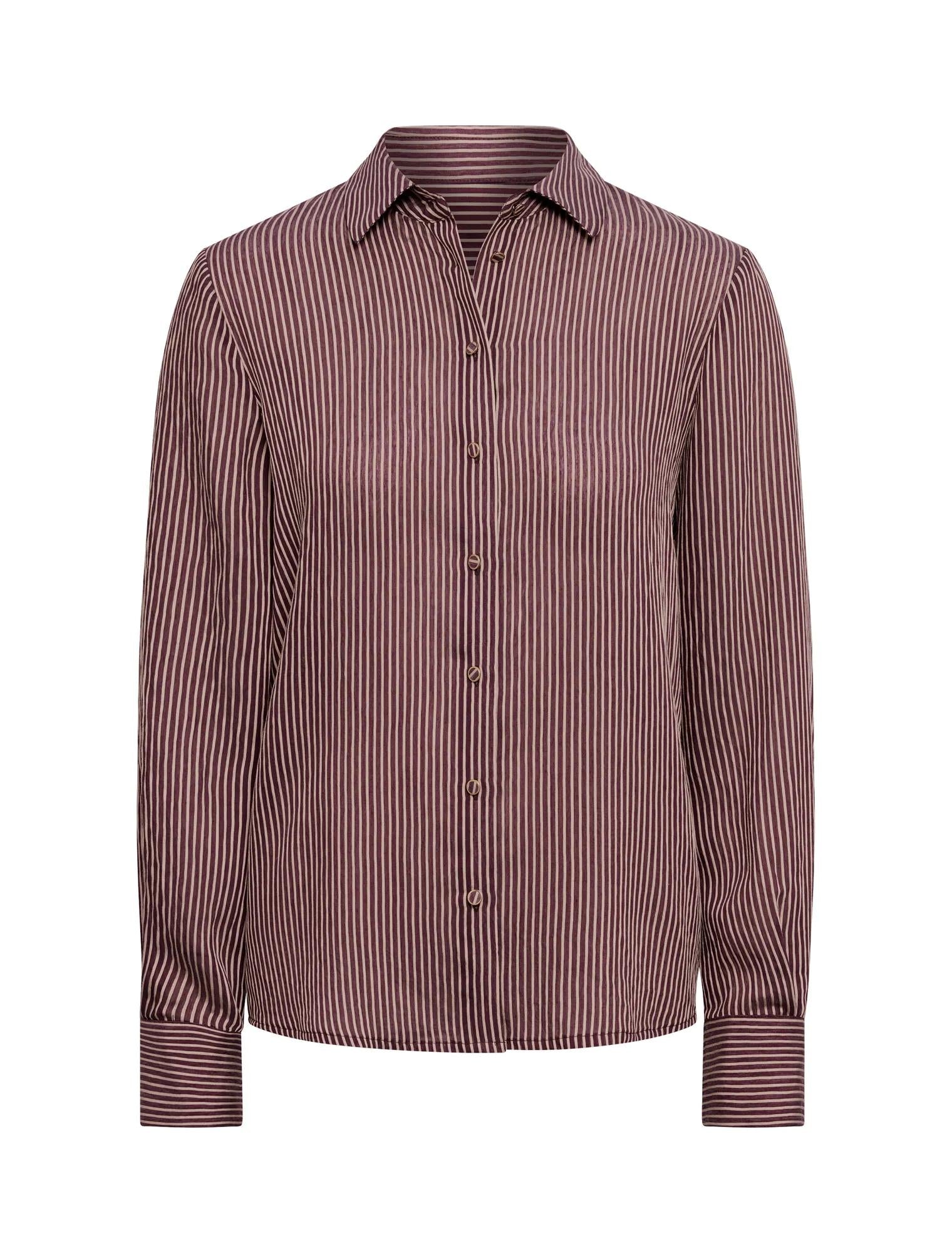 Solara Stripe Shirt Burgundy Stripe_mannequin