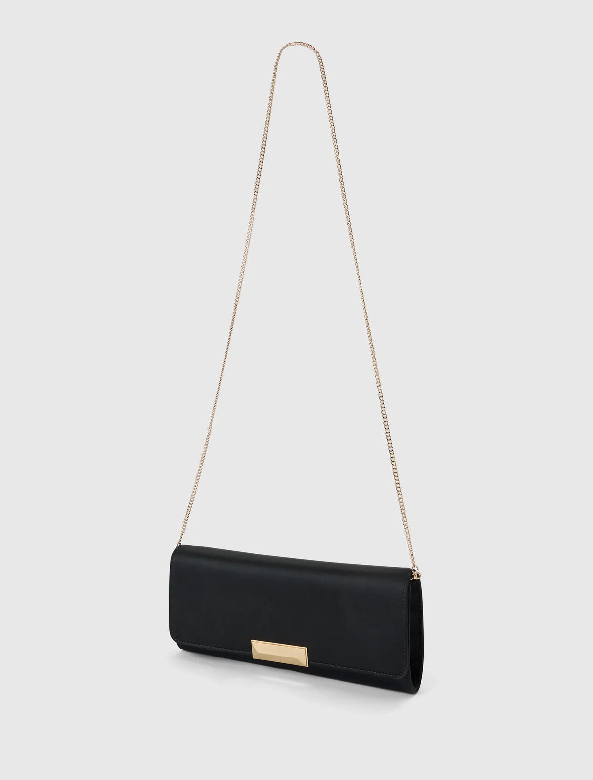 Dina Satin Elongated Clutch Black_mannequin