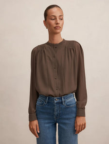 Rory Sheering Blouse Vintage Khaki