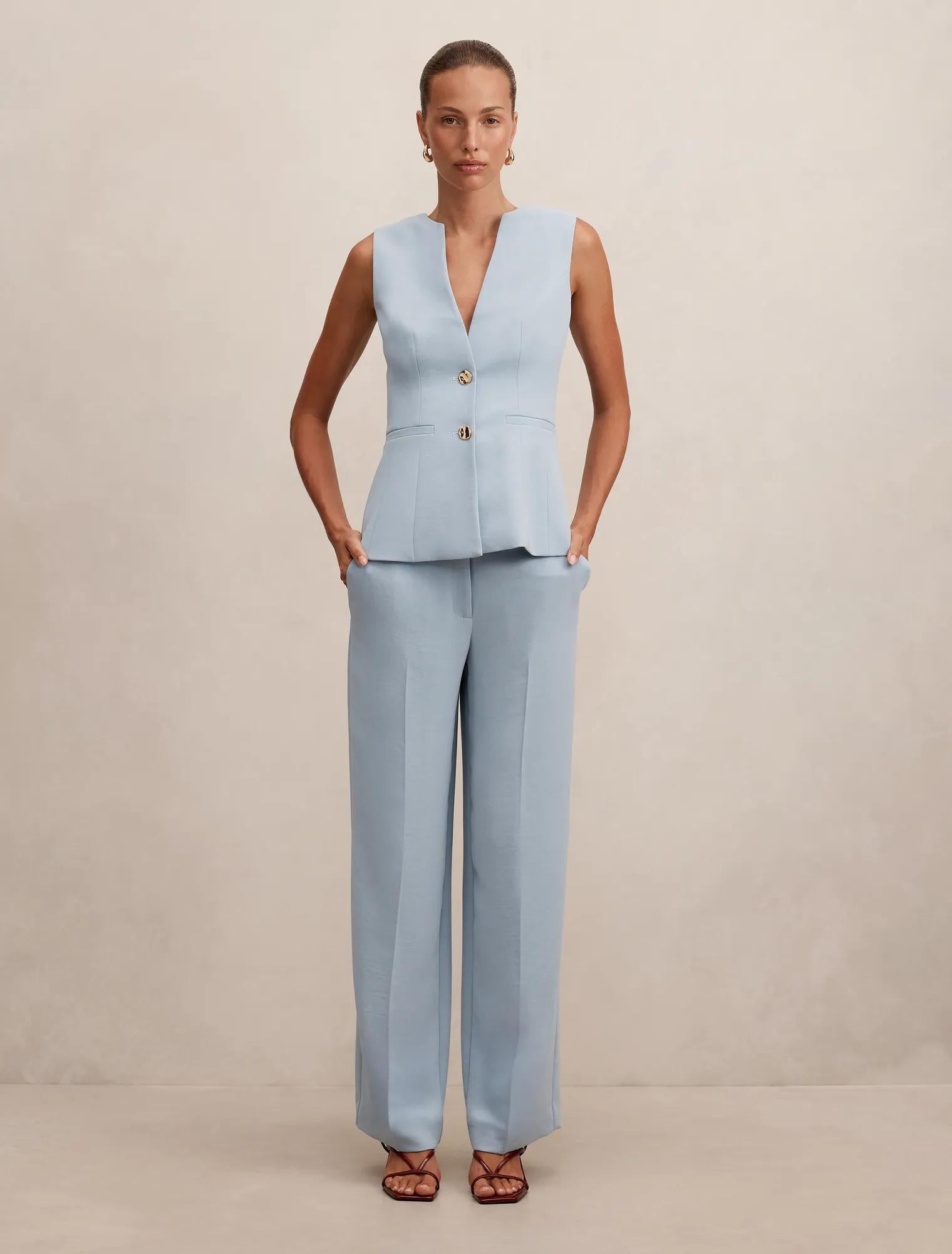 Dani Straight Leg Pants Ice Blue Suit