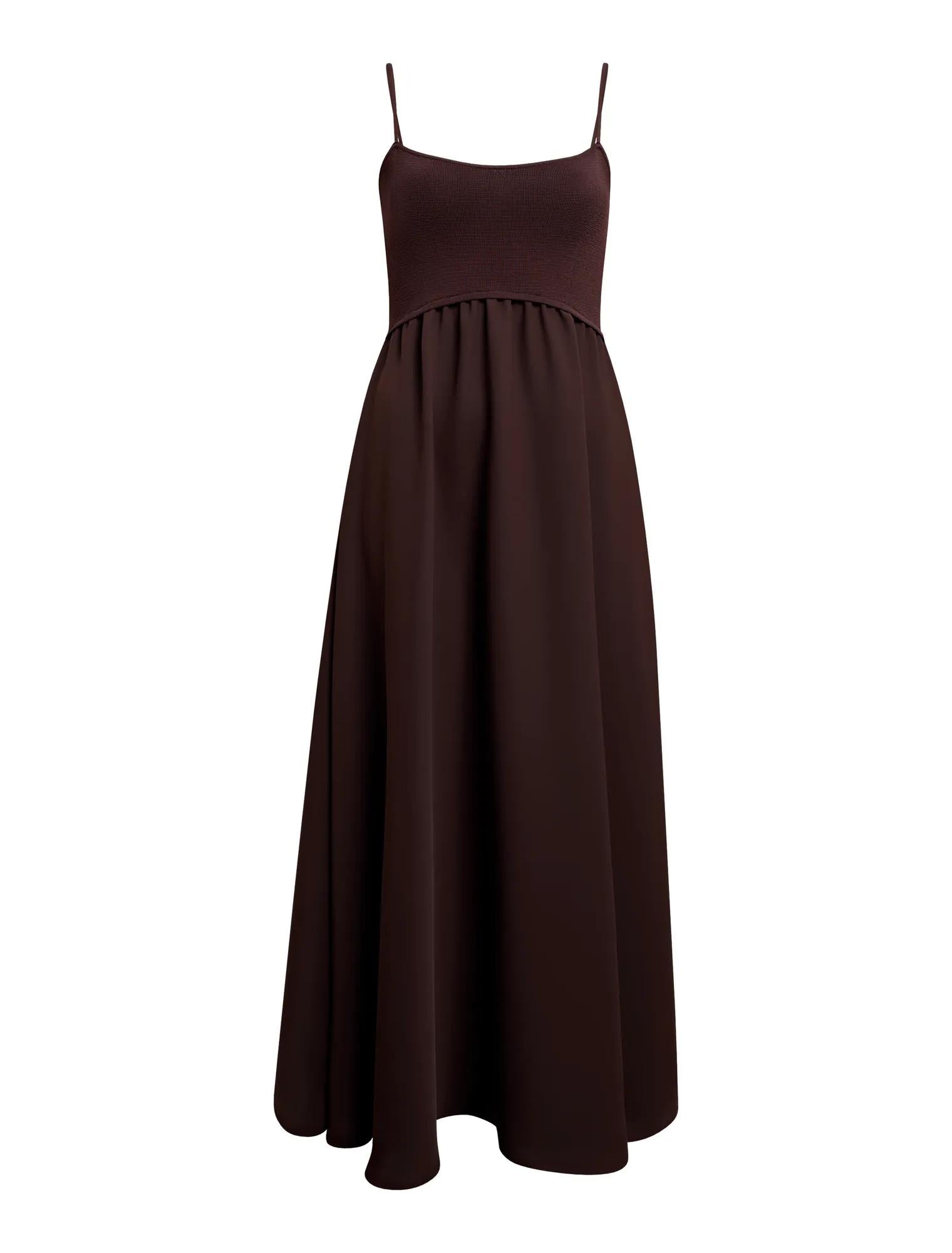 Ariella Woven Mix Midi Dress Chocolate_mannequin