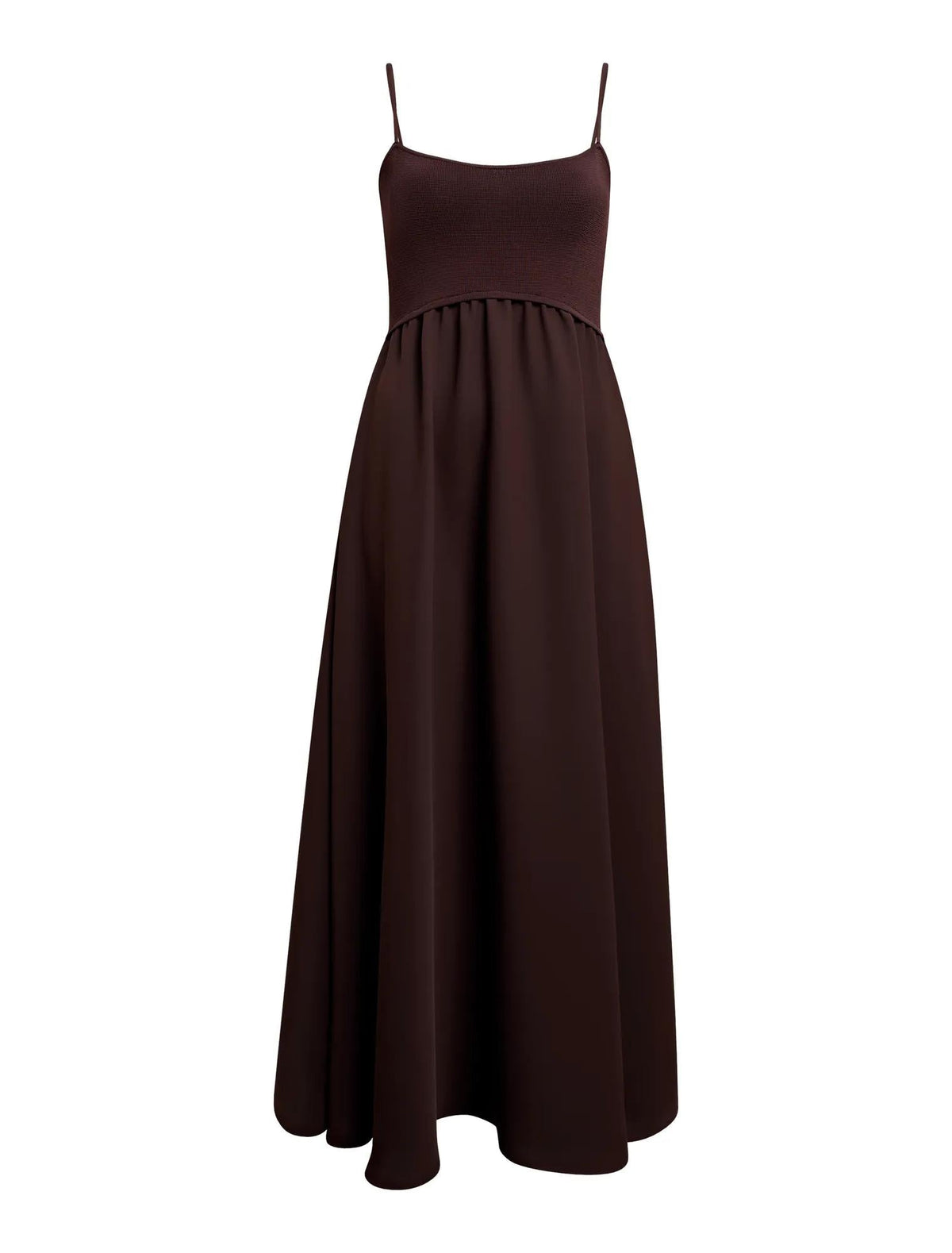 Ariella Woven Mix Midi Dress Chocolate_mannequin