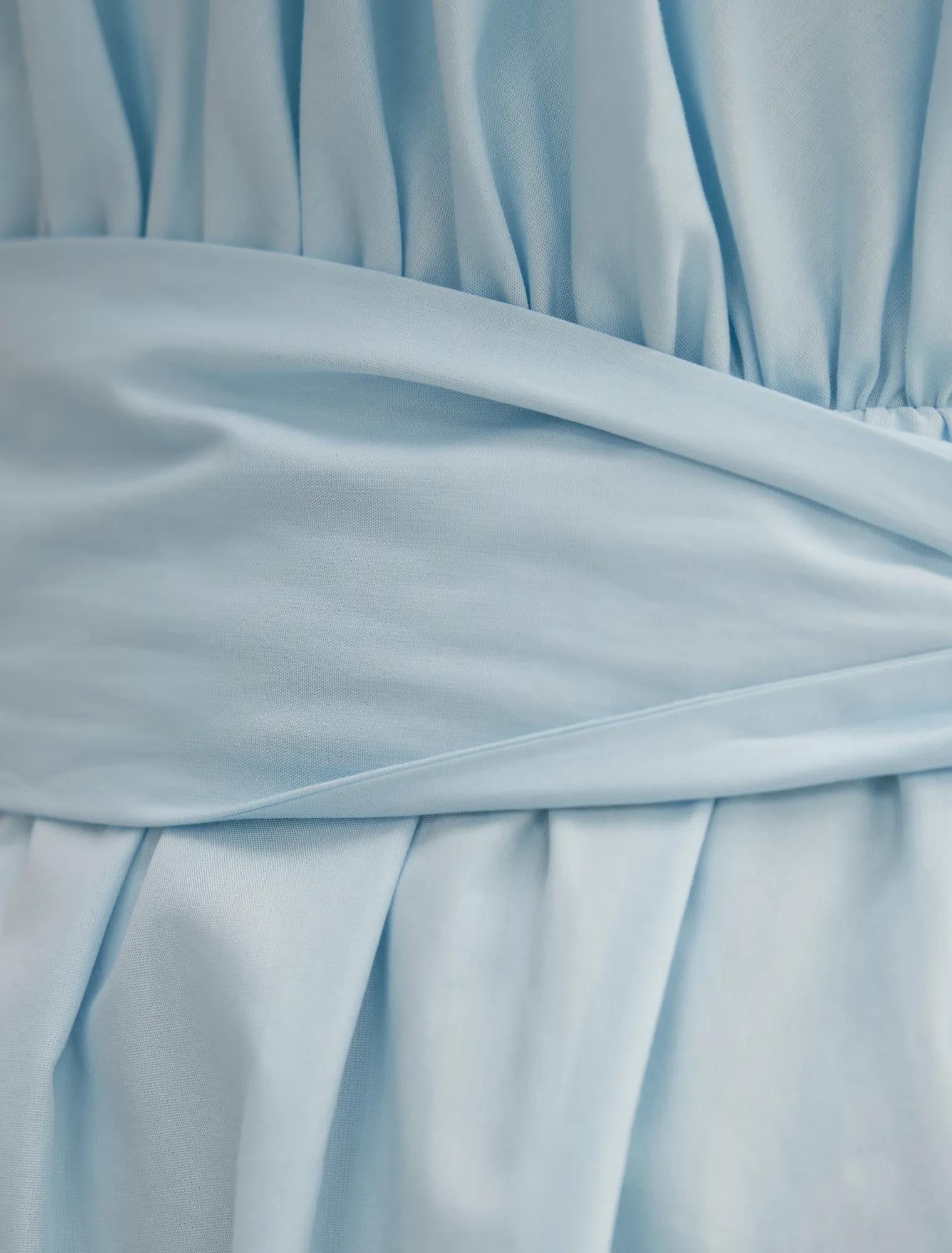 Melissa Gathered Tie Midi Soft Blue