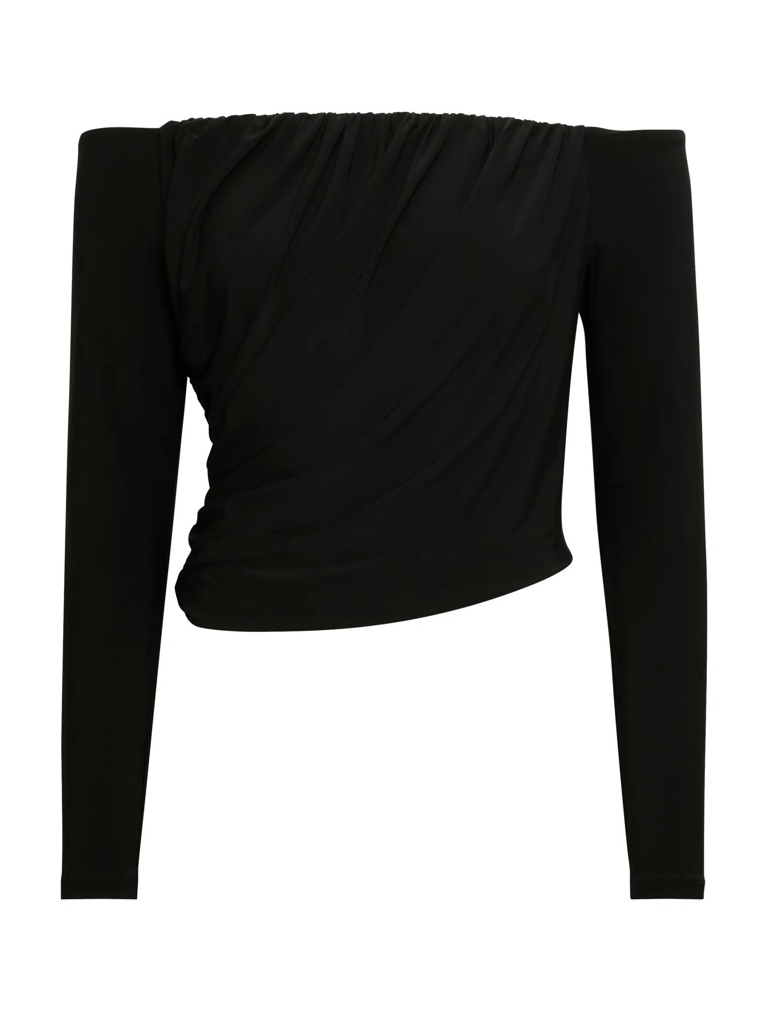 Dallas Draped Long Sleeve Black_mannequin