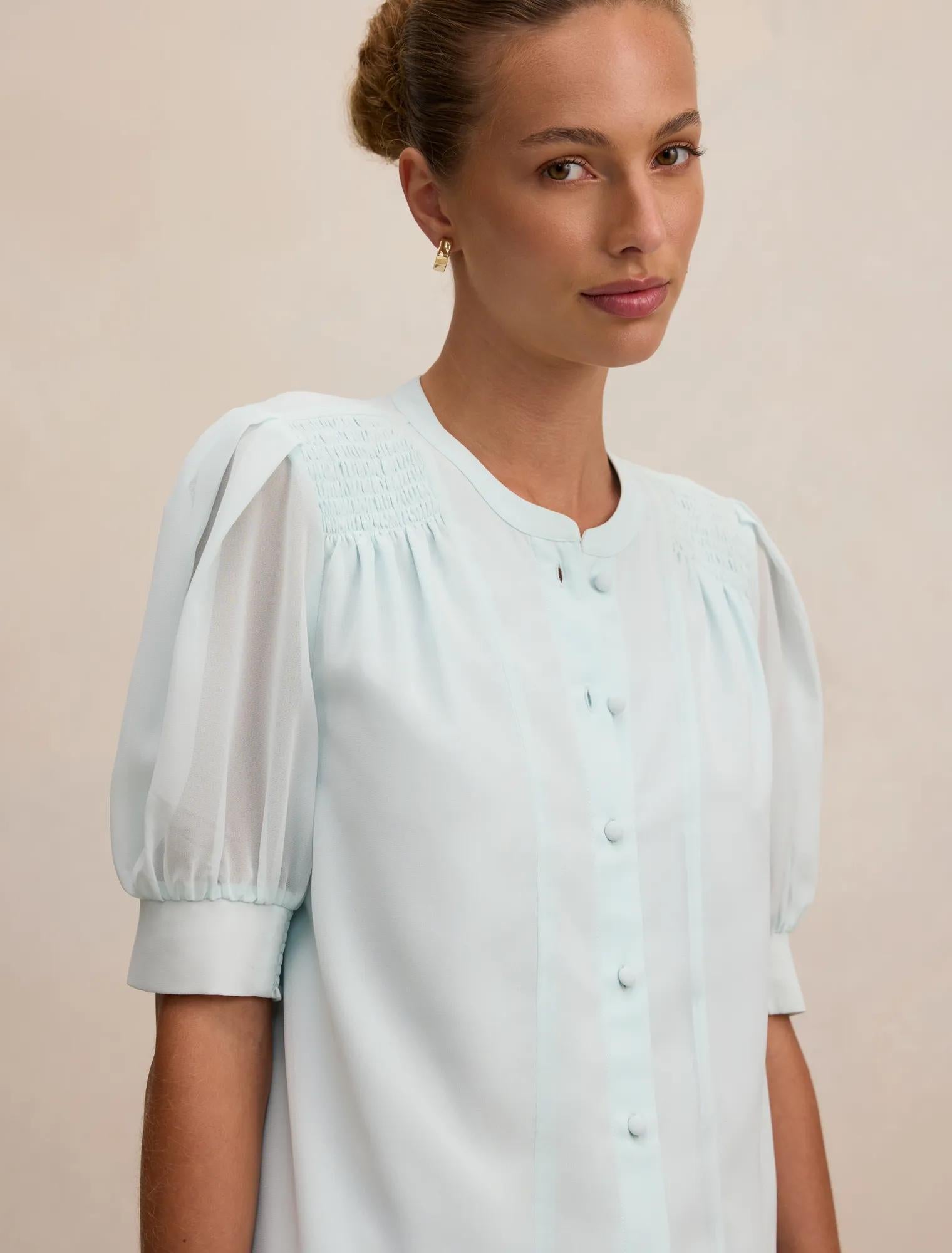 Evie Shirring Blouse Cooling Spray