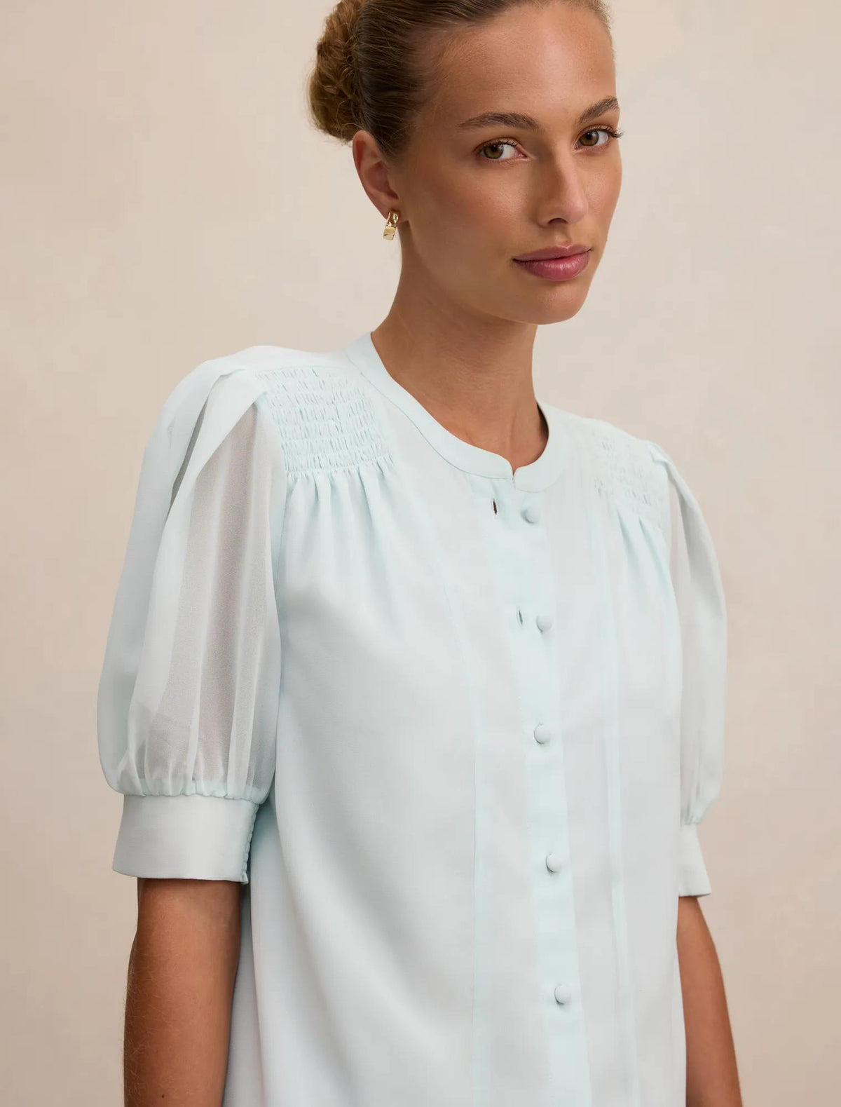 Evie Shirring Blouse Cooling Spray
