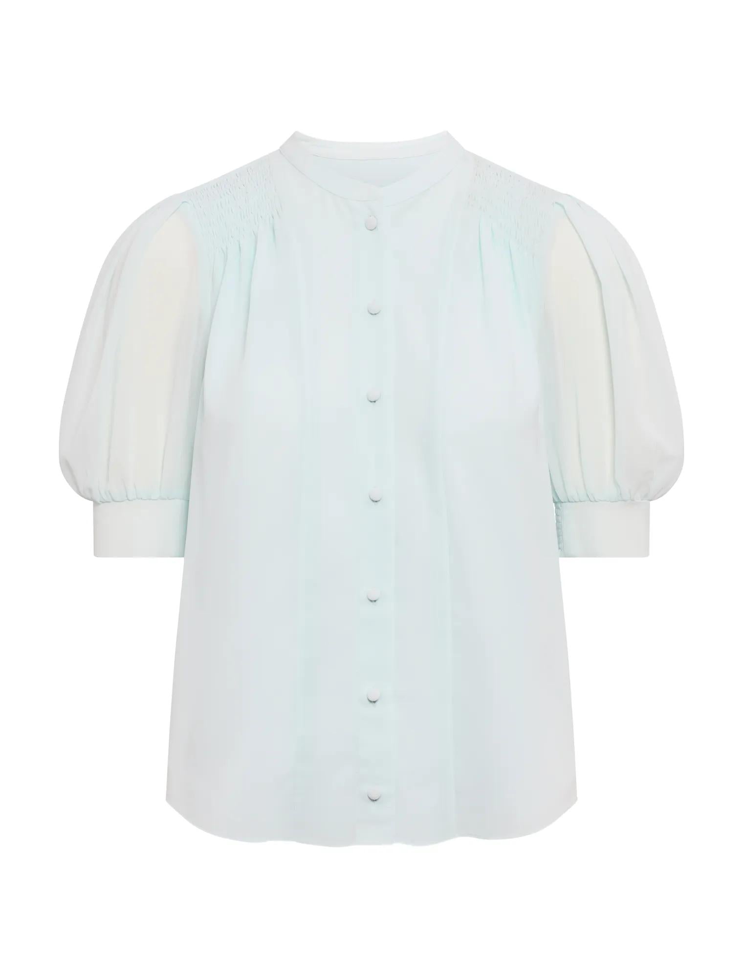 Evie Shirring Blouse Cooling Spray_mannequin